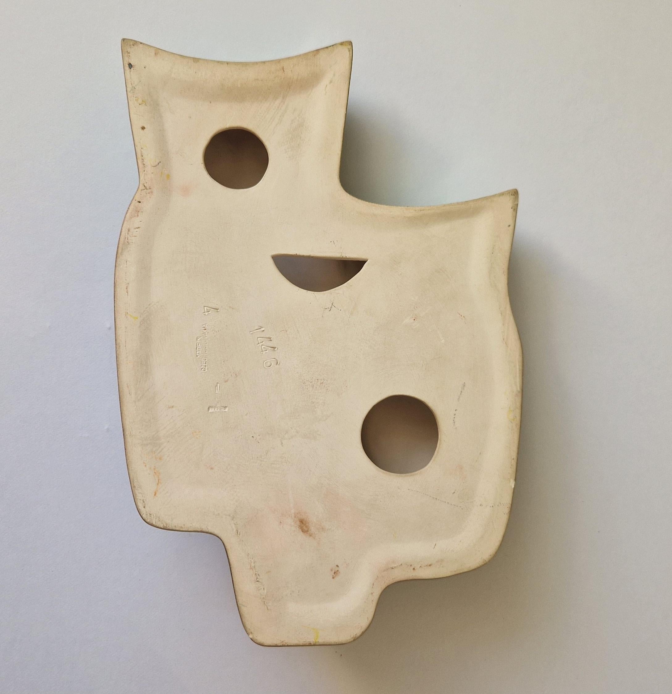 Midcentury Rare Large Wall Ceramic Sculpture Owls, 1970s. For Sale 3