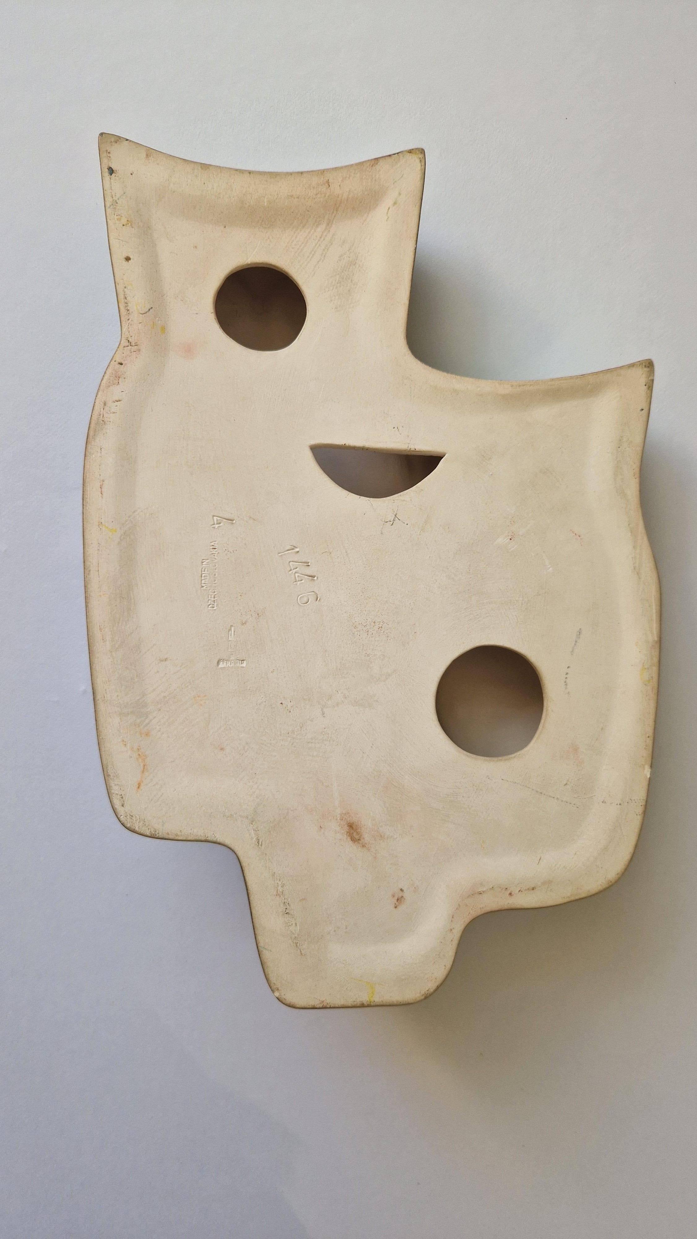 Midcentury Rare Large Wall Ceramic Sculpture Owls, 1970s. For Sale 2