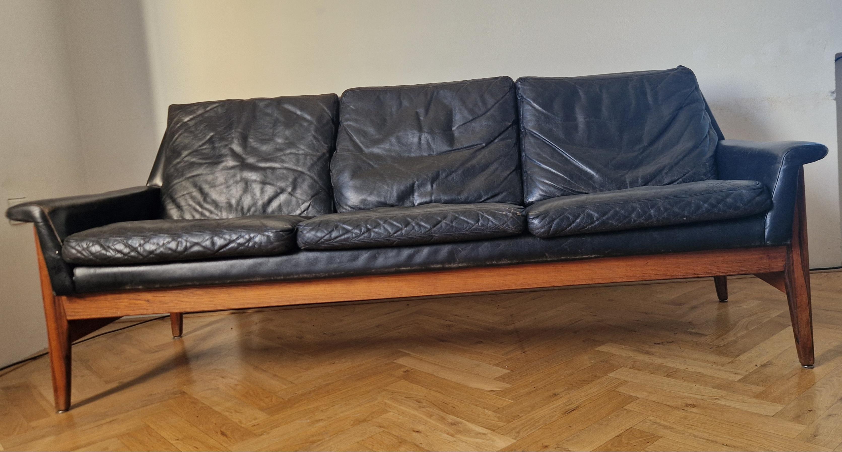 Seltenes Leder-Sofa aus der Mitte des Jahrhunderts Bovenkamp, Niederlande, 1960er Jahre (Moderne der Mitte des Jahrhunderts) im Angebot