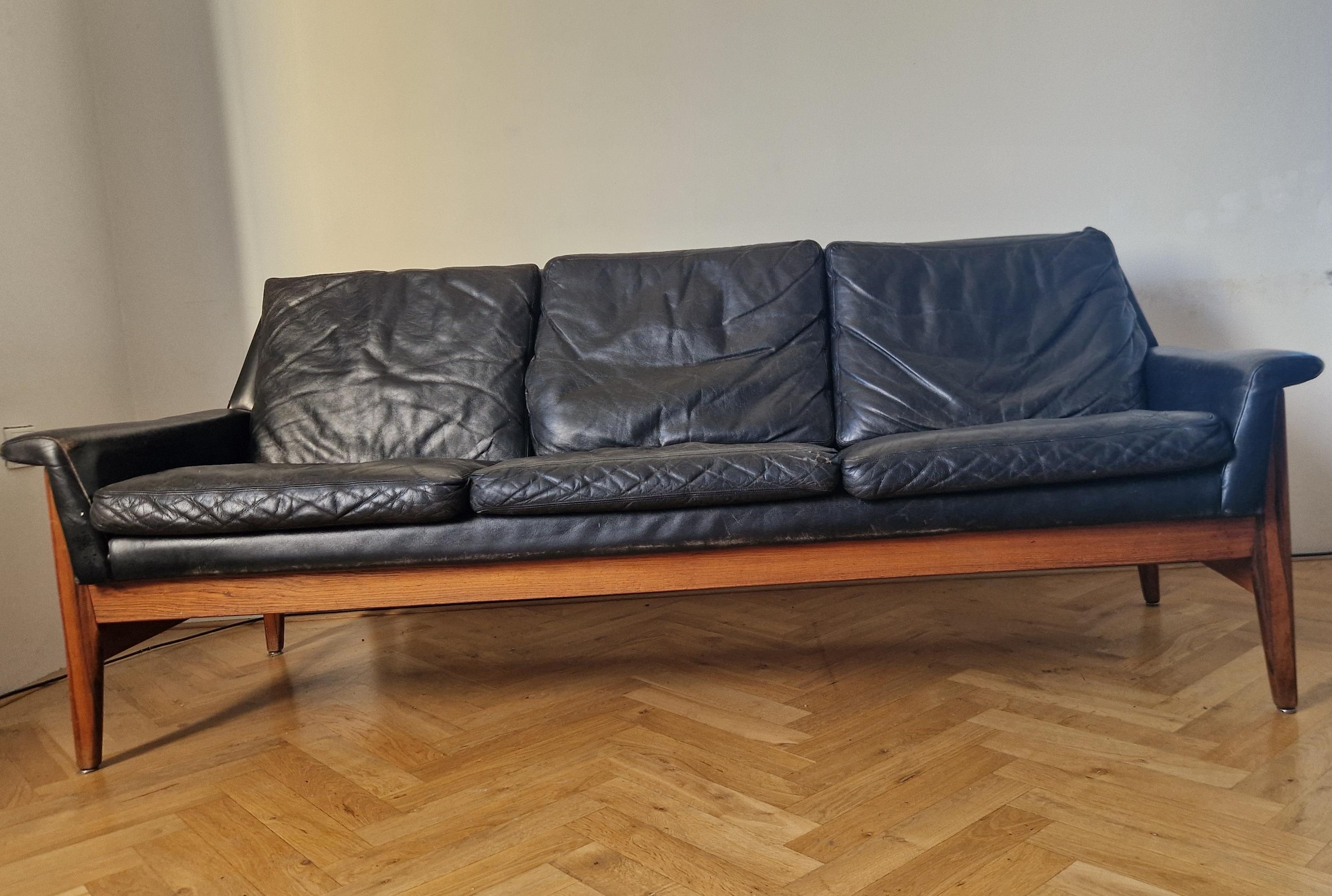 Seltenes Leder-Sofa aus der Mitte des Jahrhunderts Bovenkamp, Niederlande, 1960er Jahre (Niederländisch) im Angebot