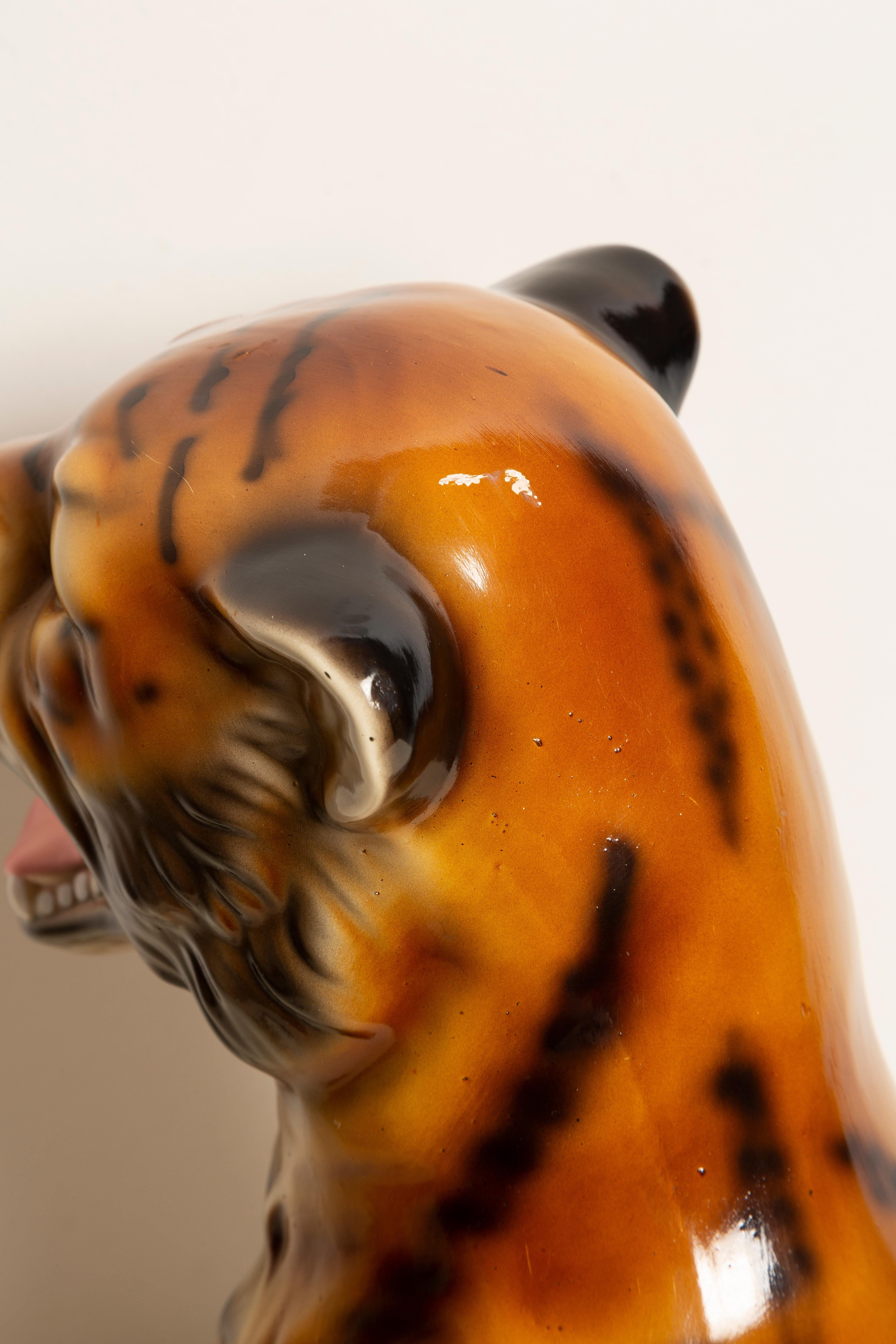 Seltene mittelgroße Tiger-Keramik-Skulptur aus der Jahrhundertmitte, Italien, 1960er Jahre im Angebot 3