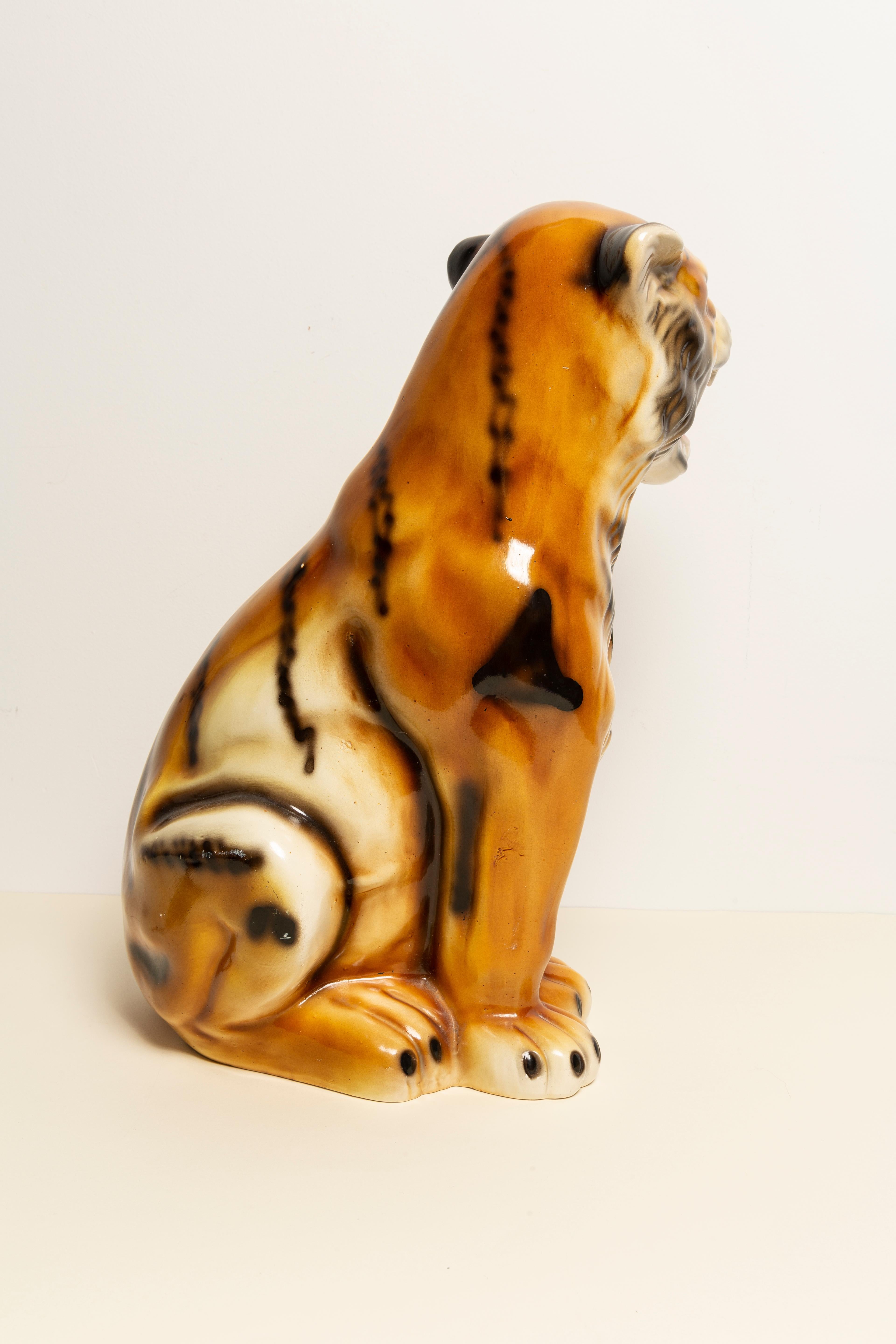 Seltene mittelgroße Tiger-Keramik-Skulptur aus der Jahrhundertmitte, Italien, 1960er Jahre im Angebot 4