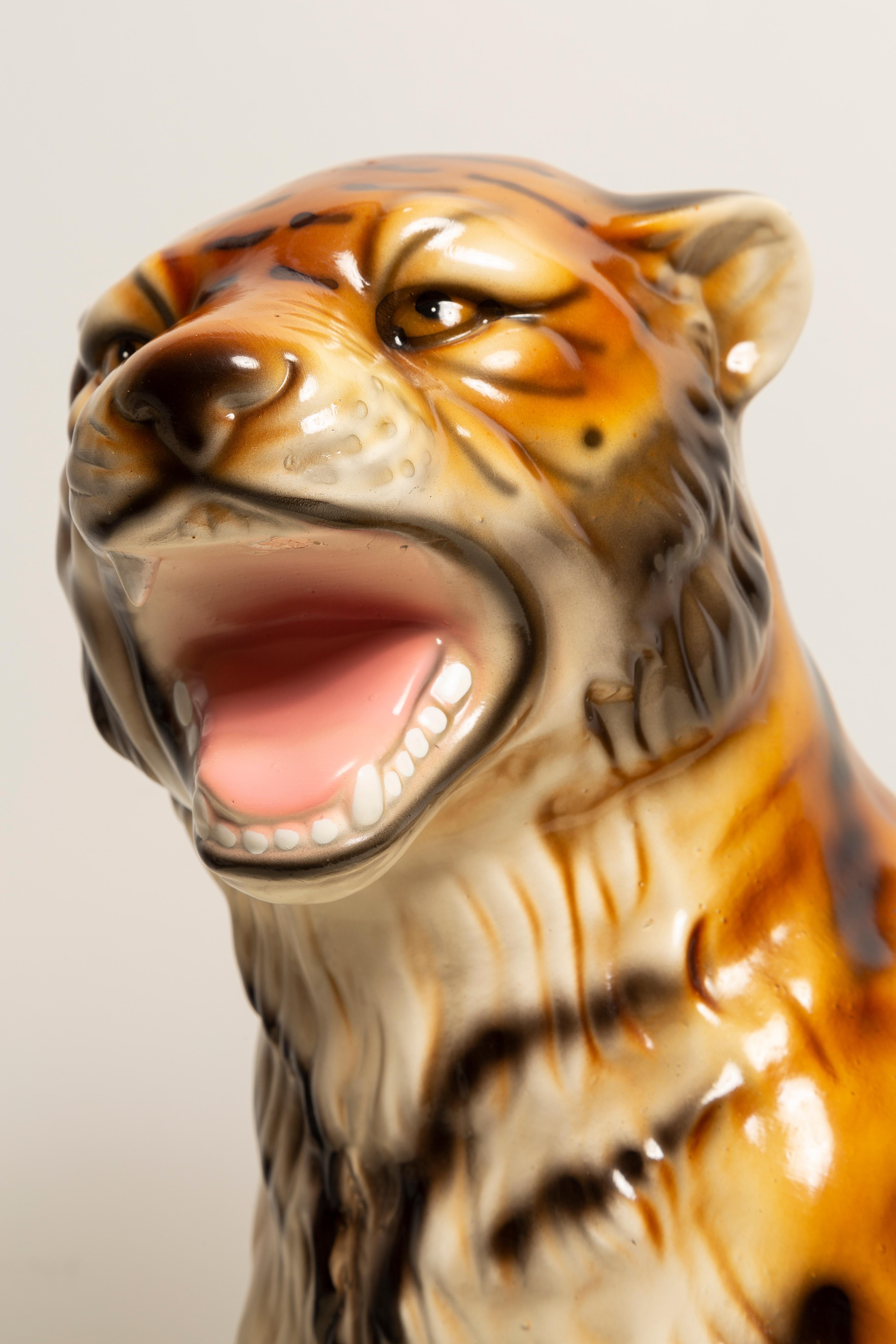 Midcentury Rare Medium Tiger Ceramic Sculpture, Italy, 1960s For Sale 5