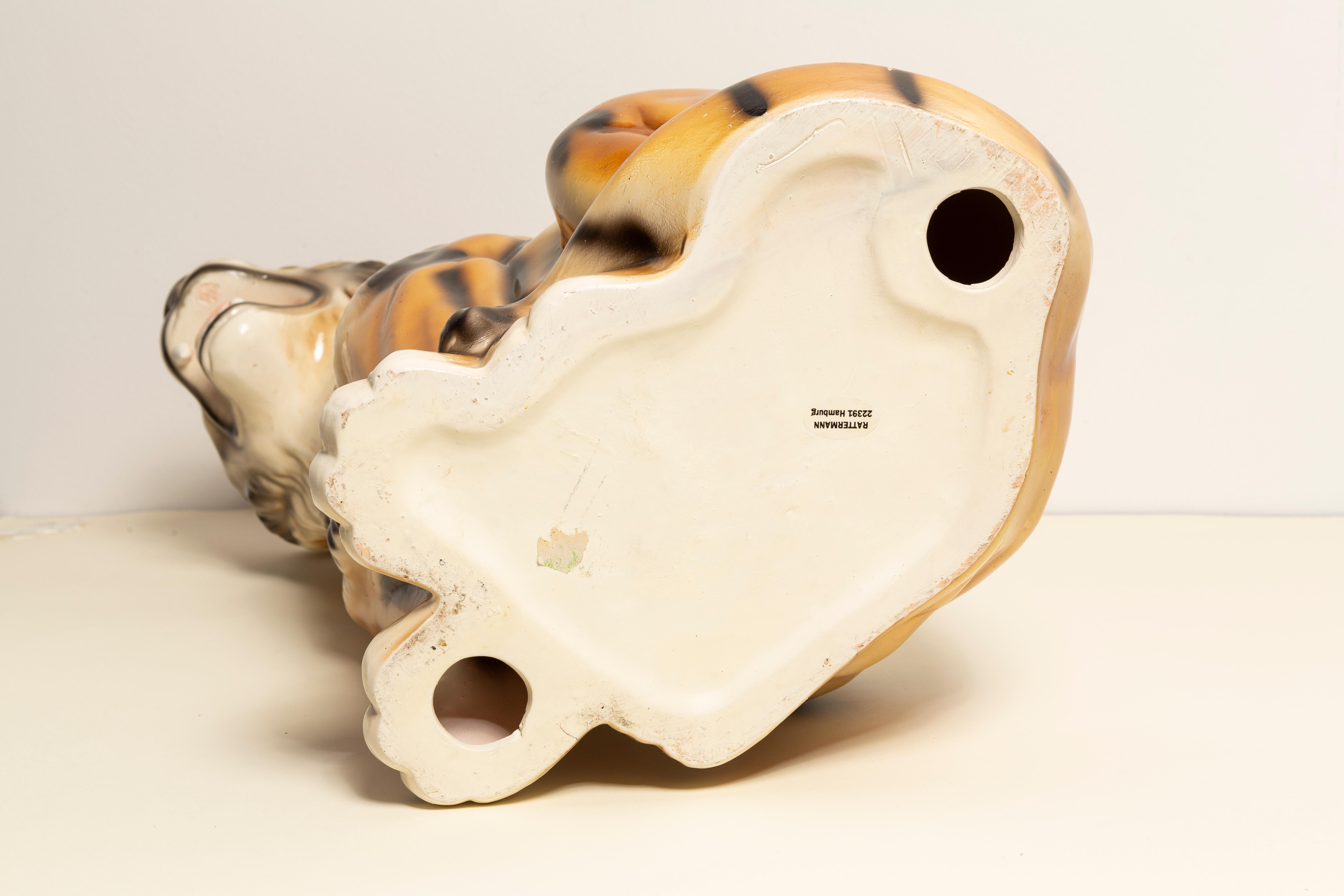 Midcentury Rare Medium Tiger Ceramic Sculpture, Italy, 1960s For Sale 6