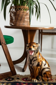 Midcentury Rare Medium Tiger Ceramic Sculpture, Italy, 1960s