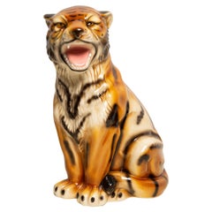 Midcentury Rare Medium Tiger Ceramic Sculpture, Italy, 1960s