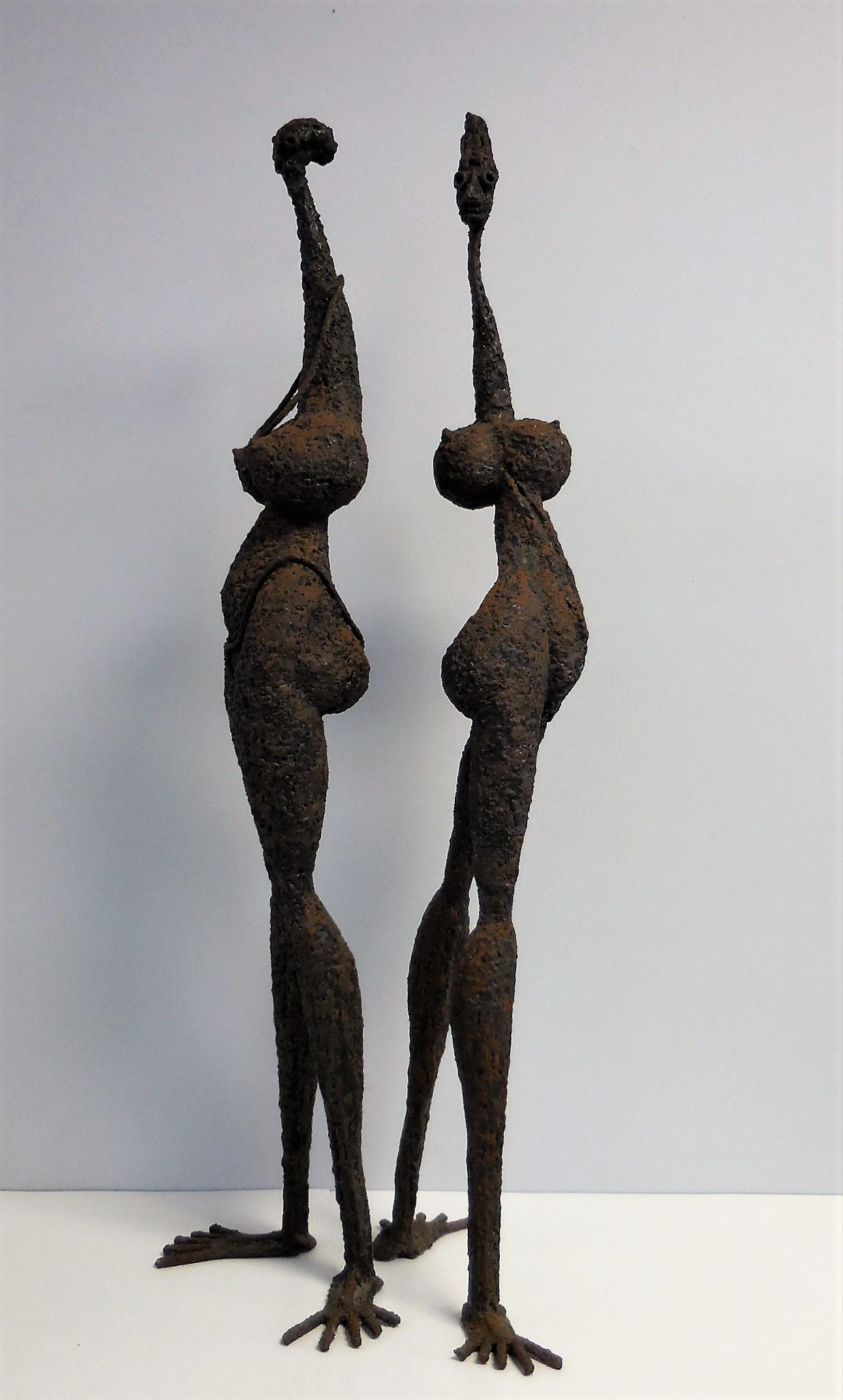 Midcentury Rare Metal Sculptures of Abstract Brutalist Nudes, 1950s In Excellent Condition In Miami, FL