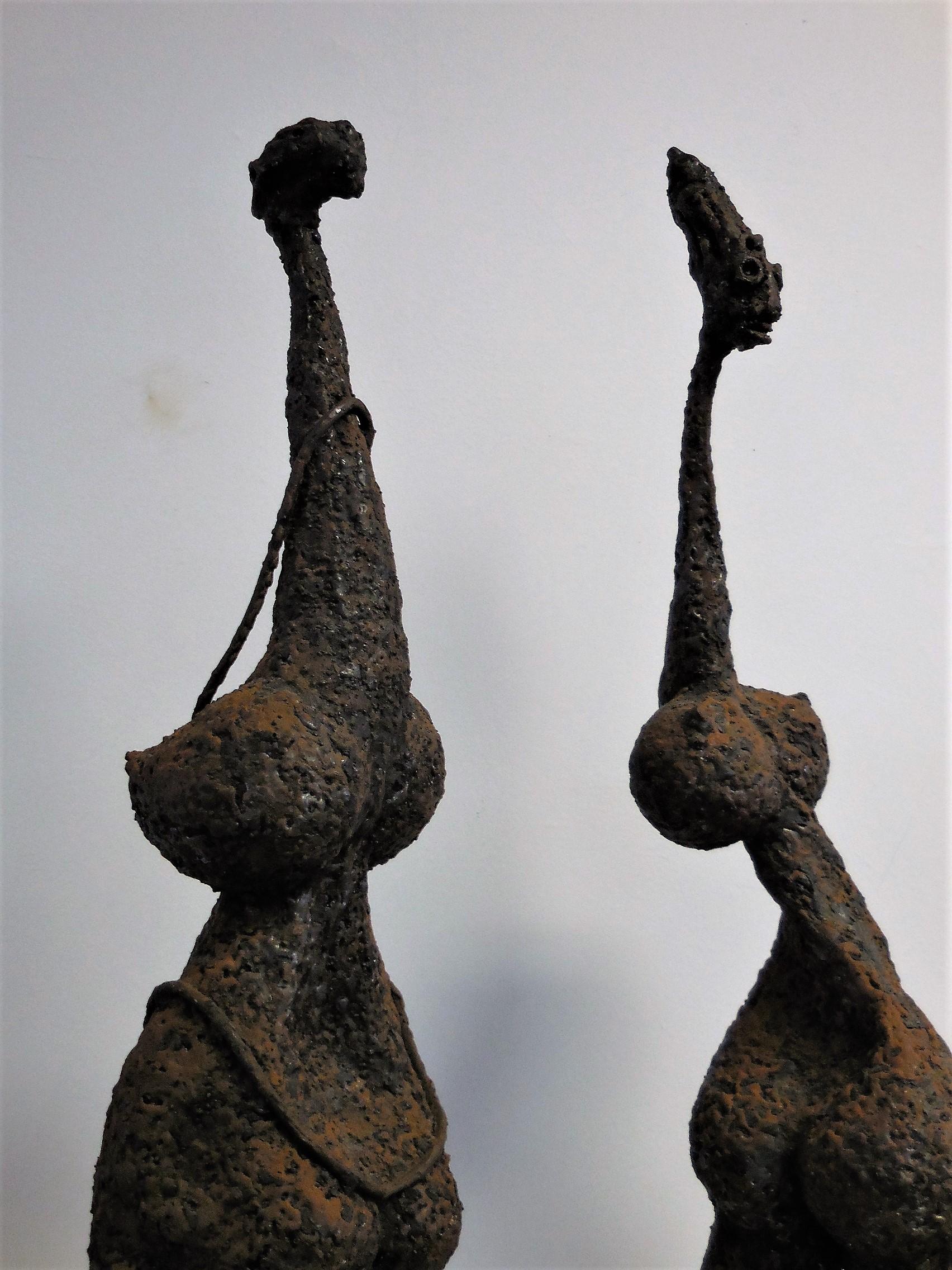 Midcentury Rare Metal Sculptures of Abstract Brutalist Nudes, 1950s 3