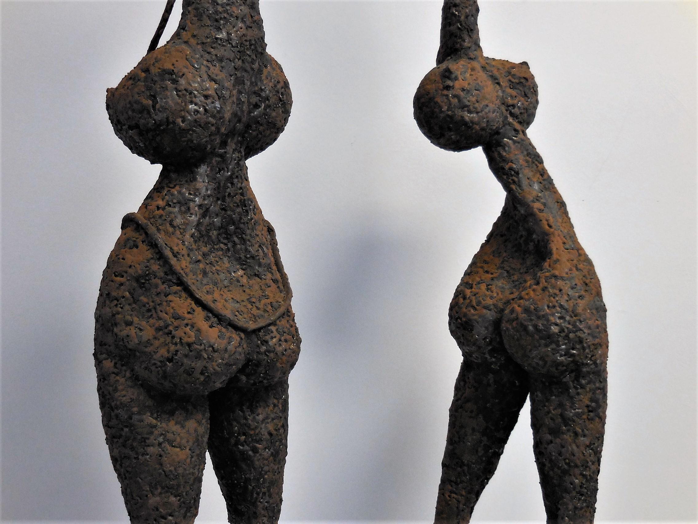 Midcentury Rare Metal Sculptures of Abstract Brutalist Nudes, 1950s 4