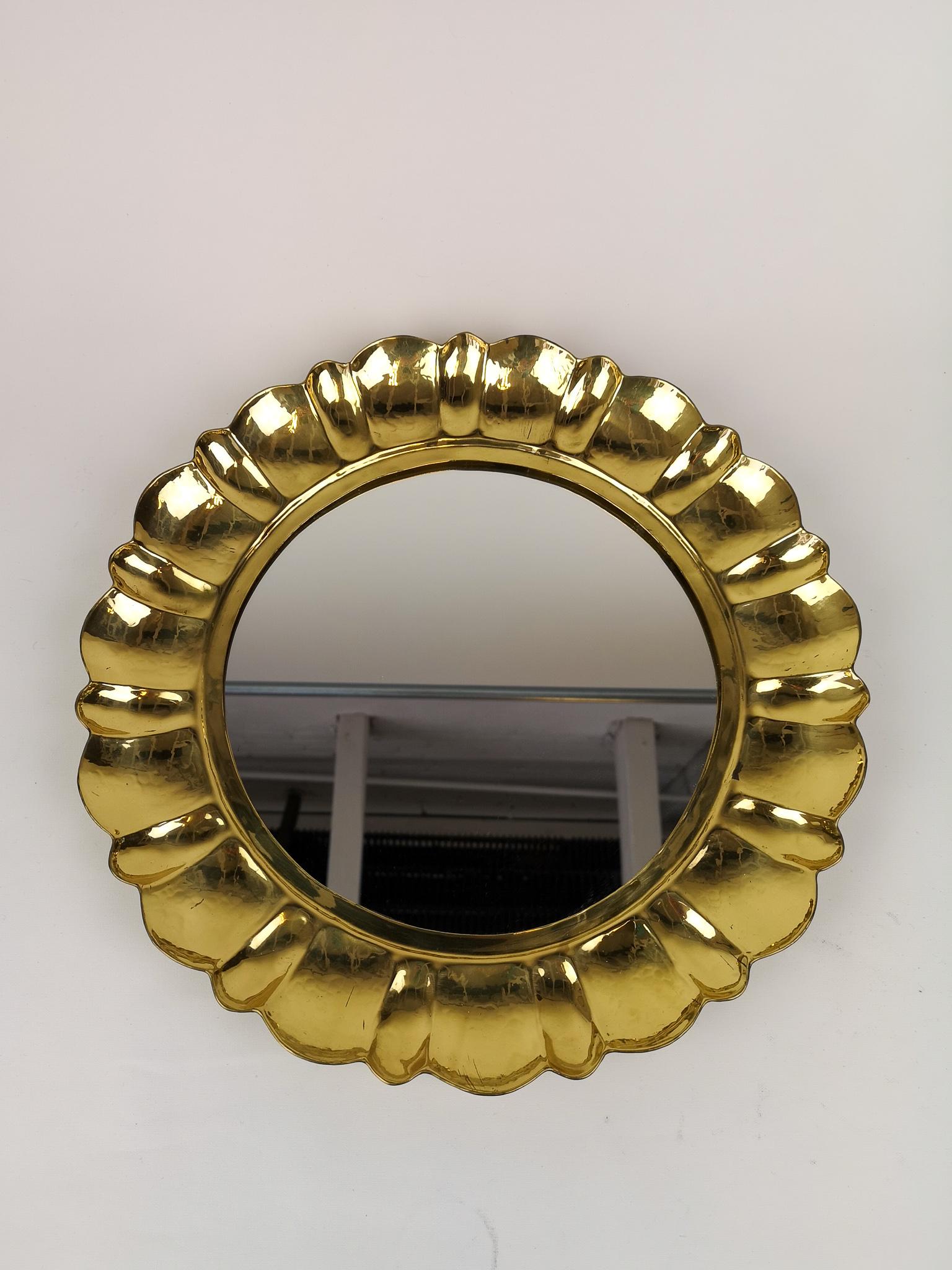 Mid-20th Century Midcentury Rare Mirror in Brass by Lars Holmström Arvika, Sweden