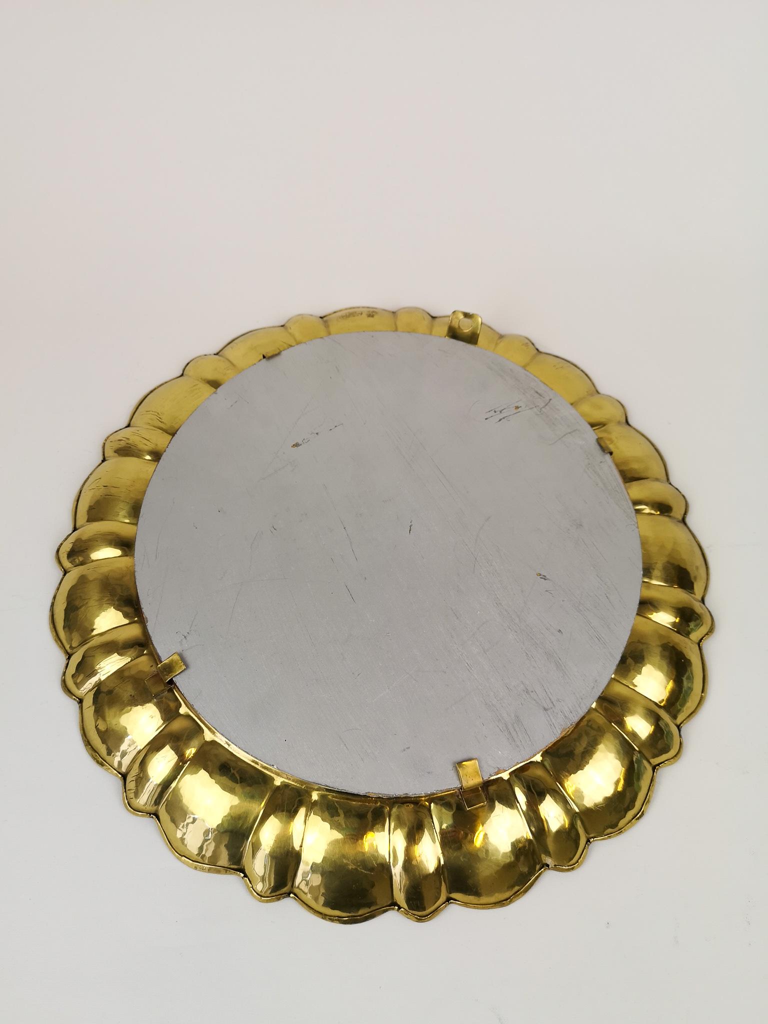 Midcentury Rare Mirror in Brass by Lars Holmström Arvika, Sweden 1