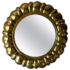 Midcentury Rare Mirror in Brass by Lars Holmström Arvika, Sweden