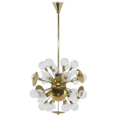 Midcentury Rare Pendant Železnobrodské Sklo, Sputnik, 1960s