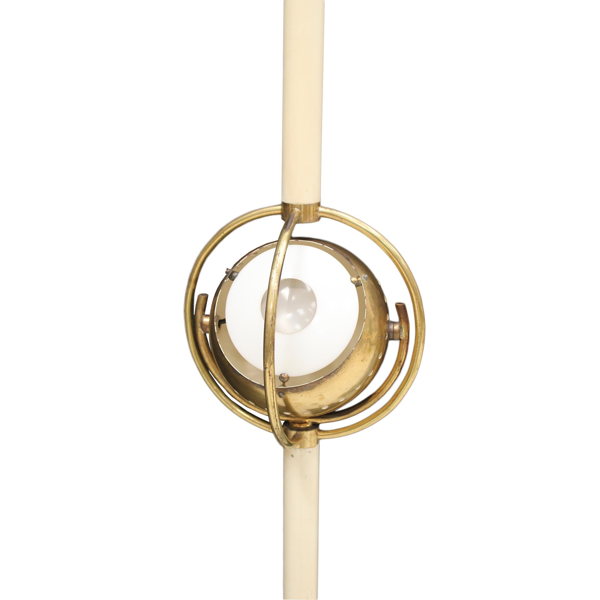 Polifemo Italian floor lamp, designed by Angelo Lelli, is a remarkable mid-century lighting fixture that exemplifies the iconic style of the designer. Lelli, known for his innovative approach to modern lighting design, created a piece that