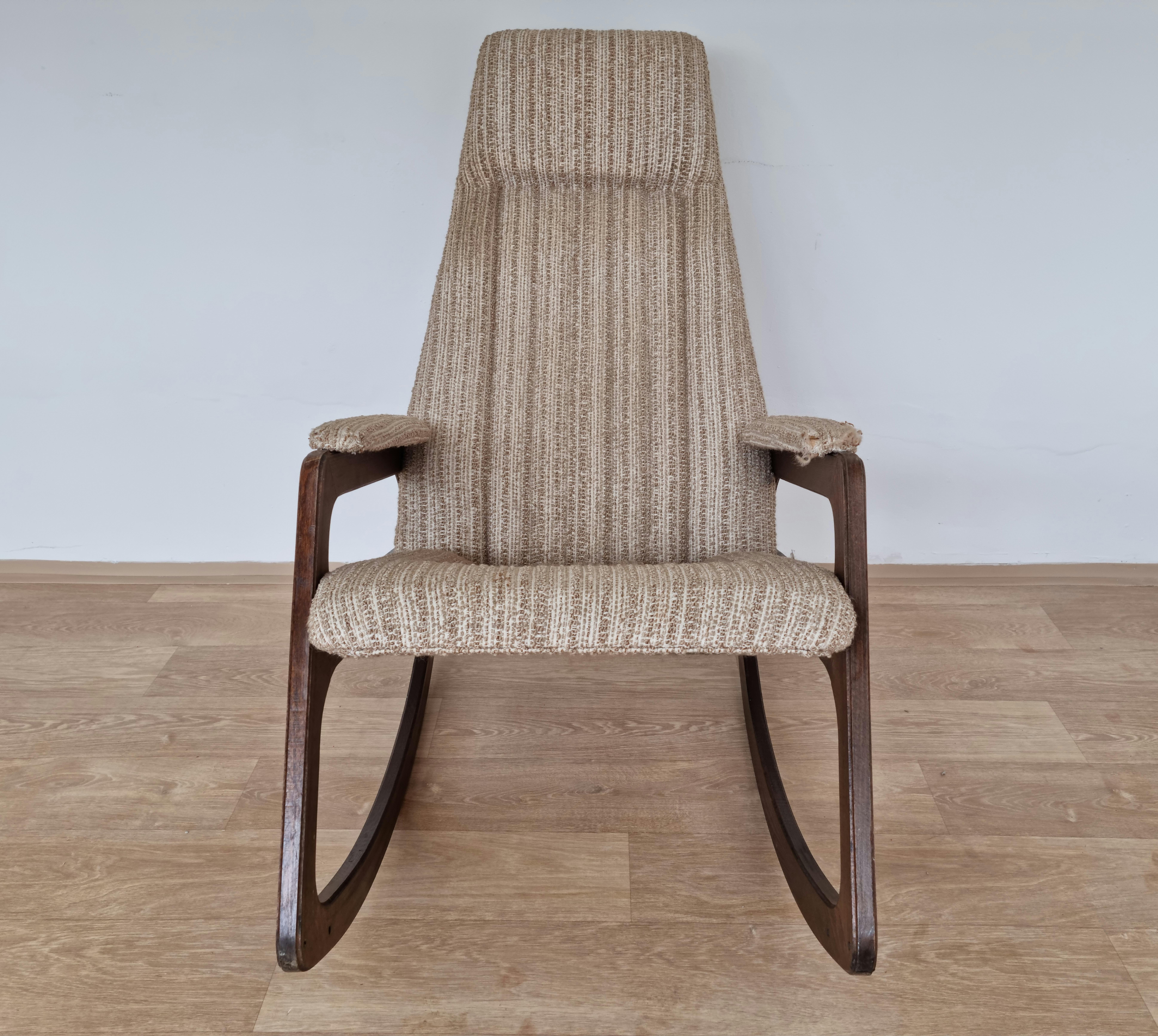 Mid-20th Century Midcentury Rare Rocking Chair Uluv, Czechoslovakia, 1960s For Sale