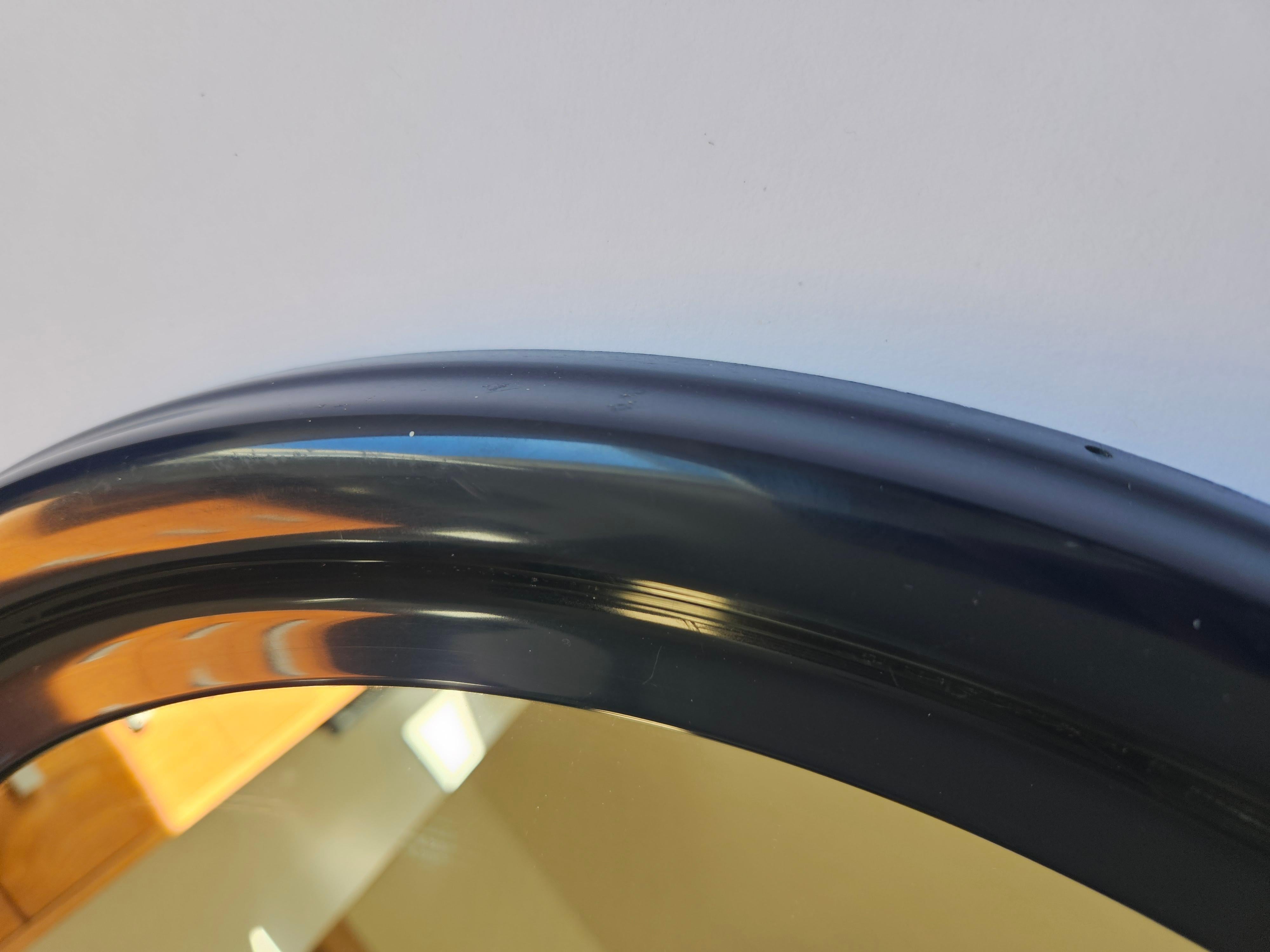 Mid-Century Modern Midcentury Rare Round Dark Blue Wall Mirror SYLA, France, 1970s For Sale