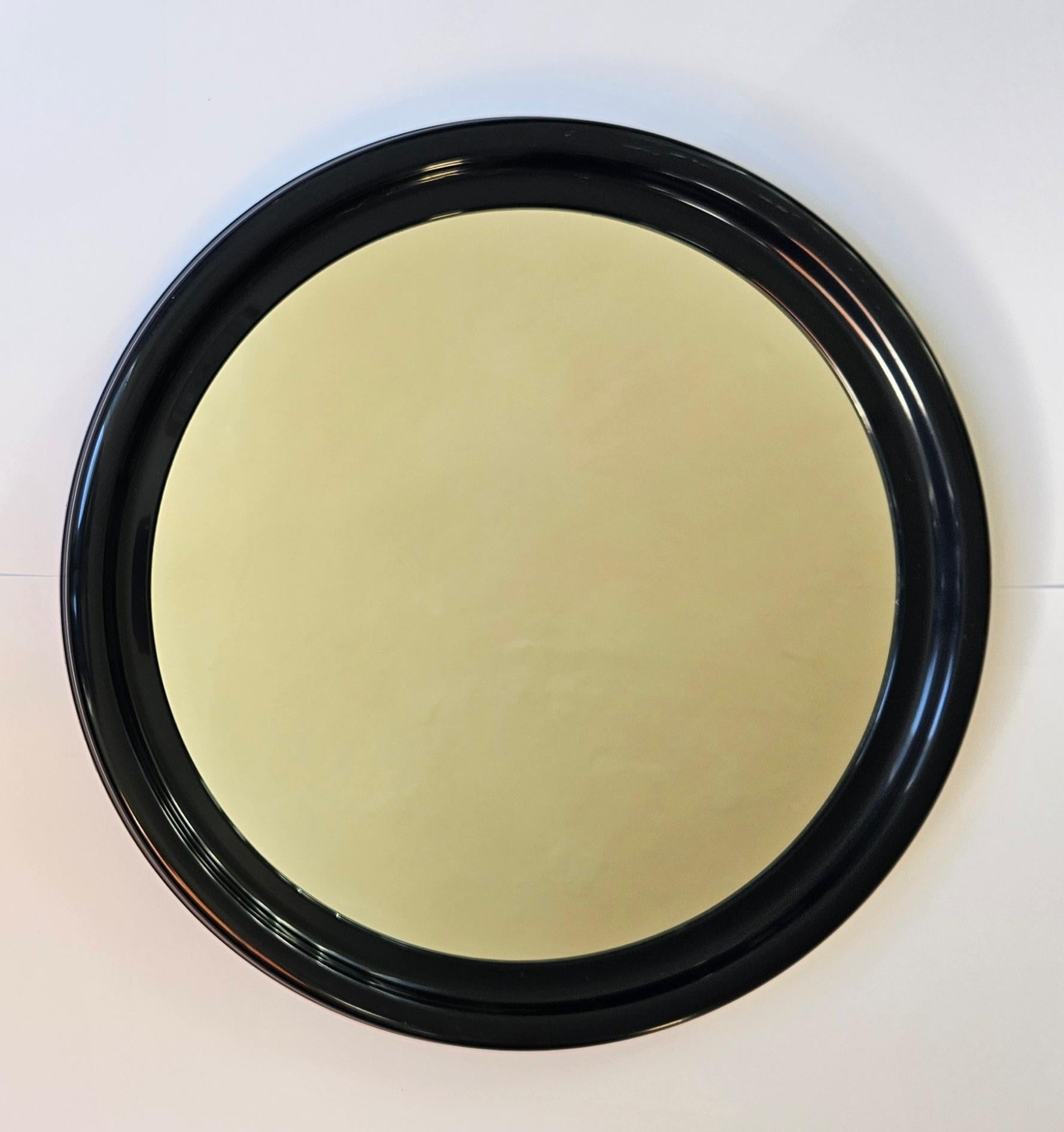 French Midcentury Rare Round Dark Blue Wall Mirror SYLA, France, 1970s For Sale