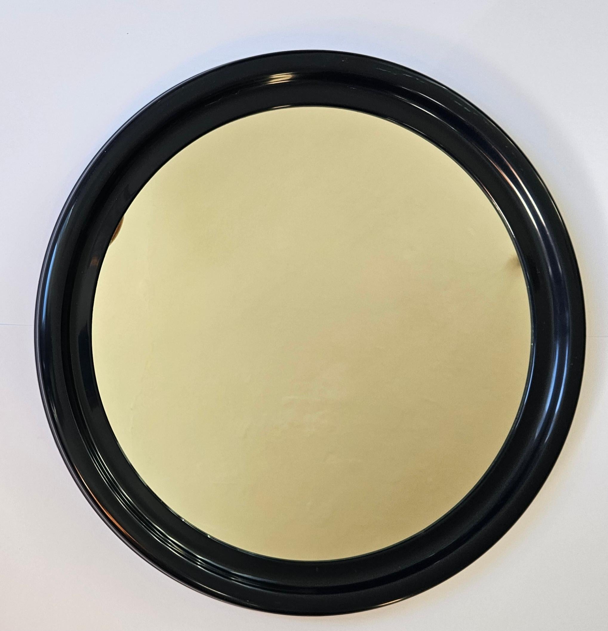 Midcentury Rare Round Dark Blue Wall Mirror SYLA, France, 1970s In Good Condition For Sale In Praha, CZ