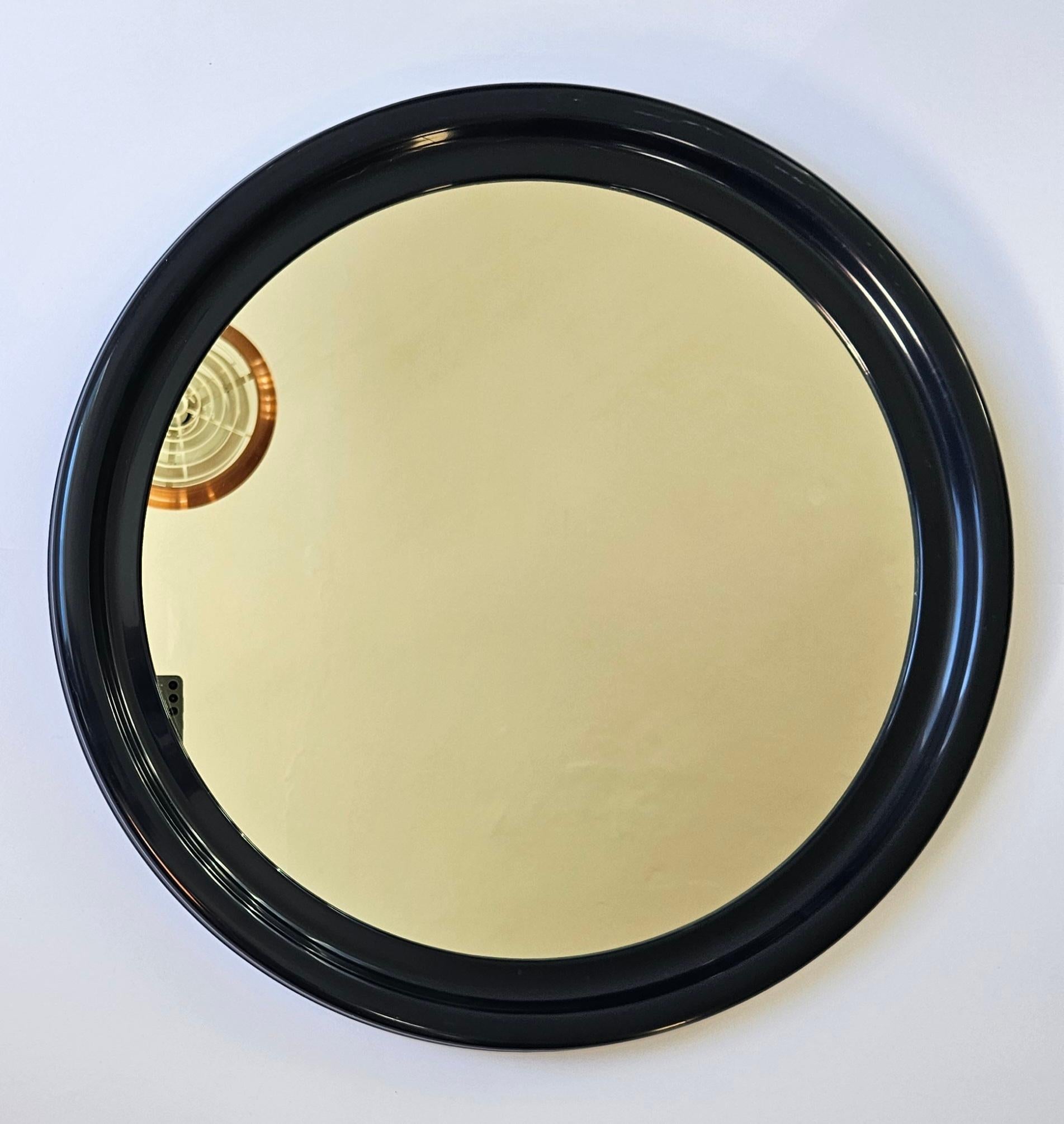 Late 20th Century Midcentury Rare Round Dark Blue Wall Mirror SYLA, France, 1970s For Sale