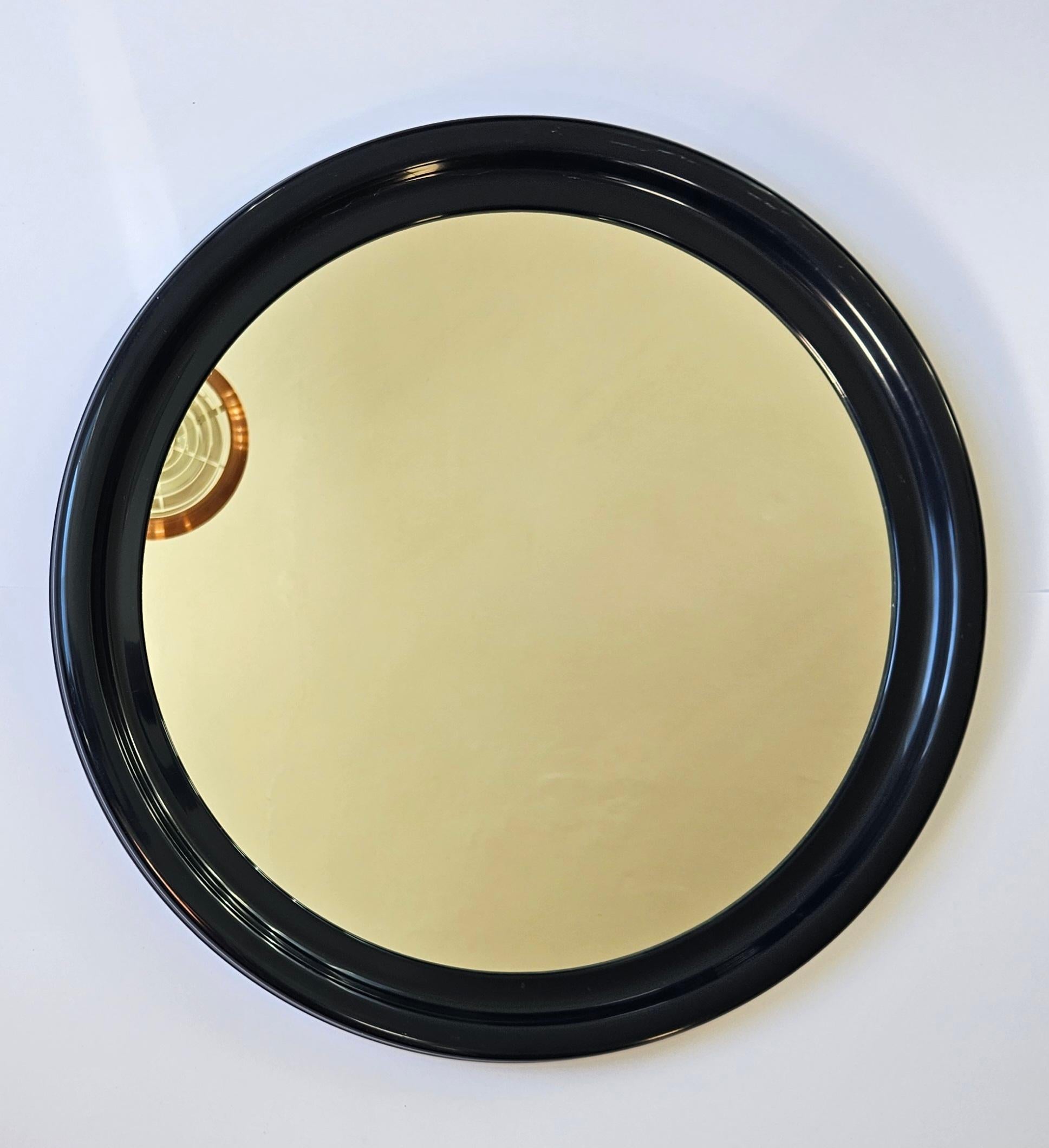 Midcentury Rare Round Dark Blue Wall Mirror SYLA, France, 1970s For Sale 1