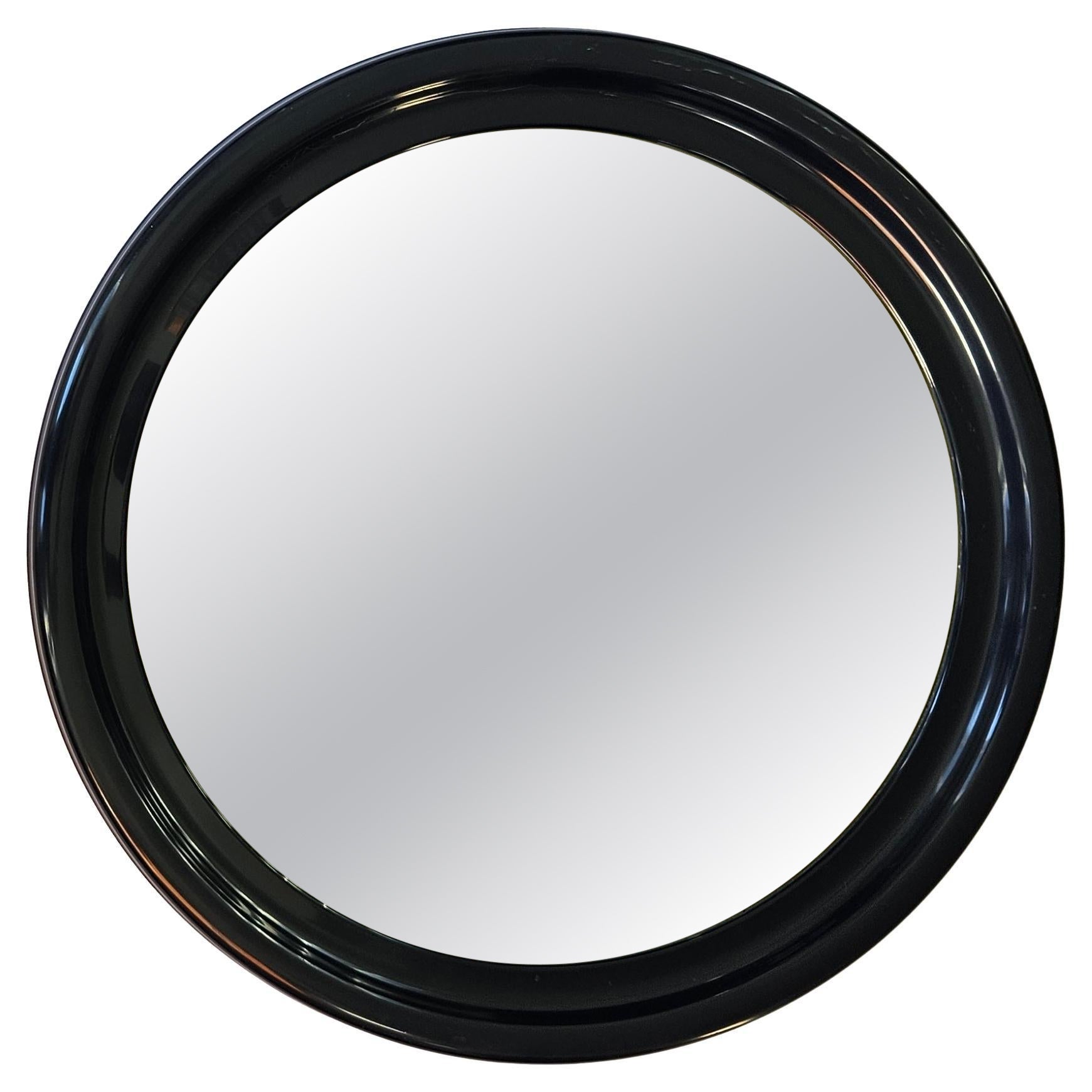 Midcentury Rare Round Dark Blue Wall Mirror SYLA, France, 1970s For Sale