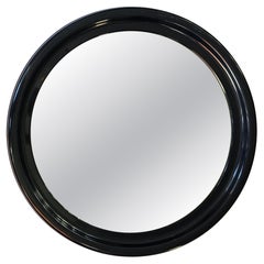 Midcentury Rare Round Dark Blue Wall Mirror SYLA, France, 1970s