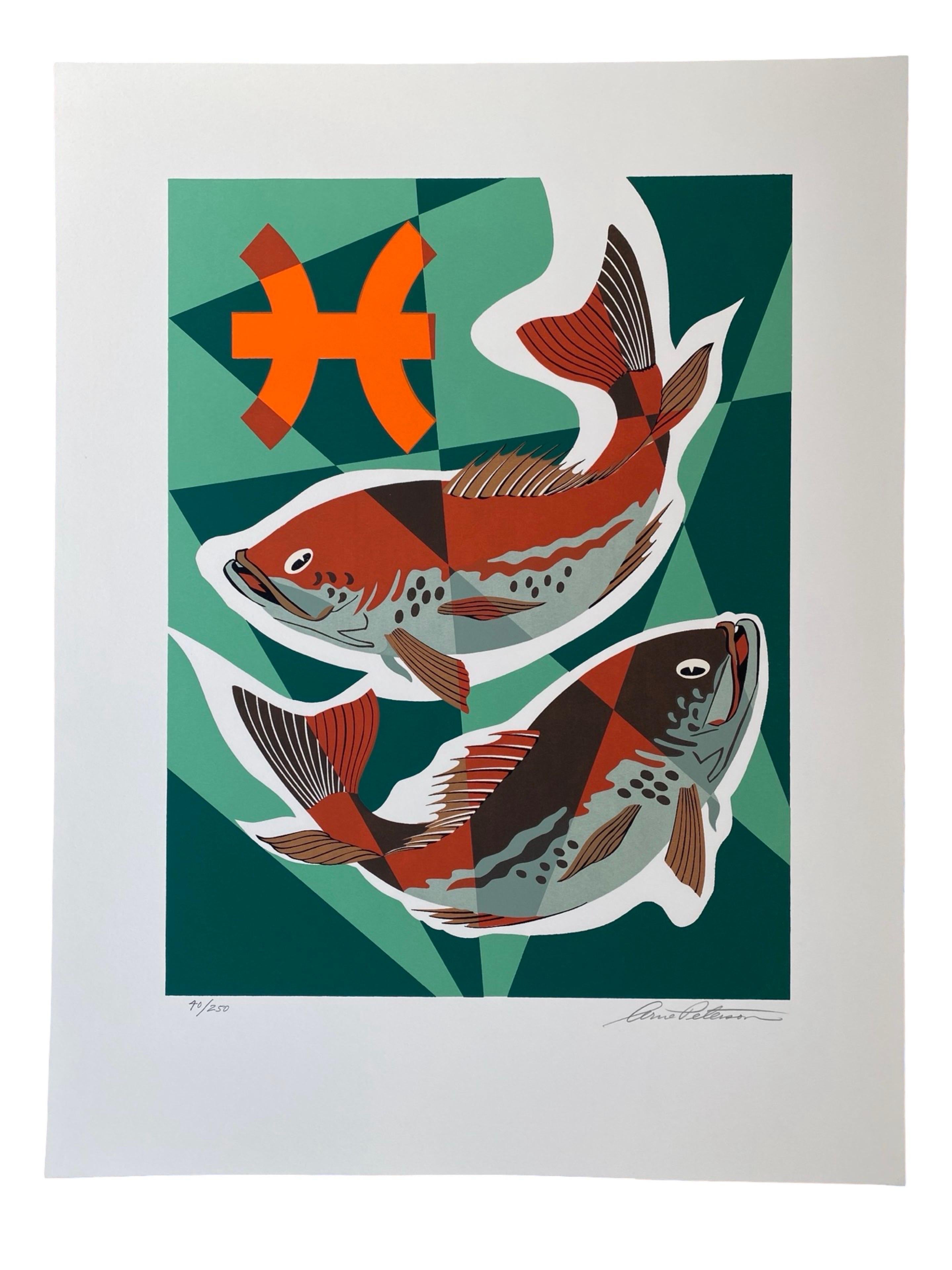 Seltener Satz moderner Kunstzeichen des Zodiac S/N Siebdrucke aus der Mitte des Jahrhunderts im Angebot 4