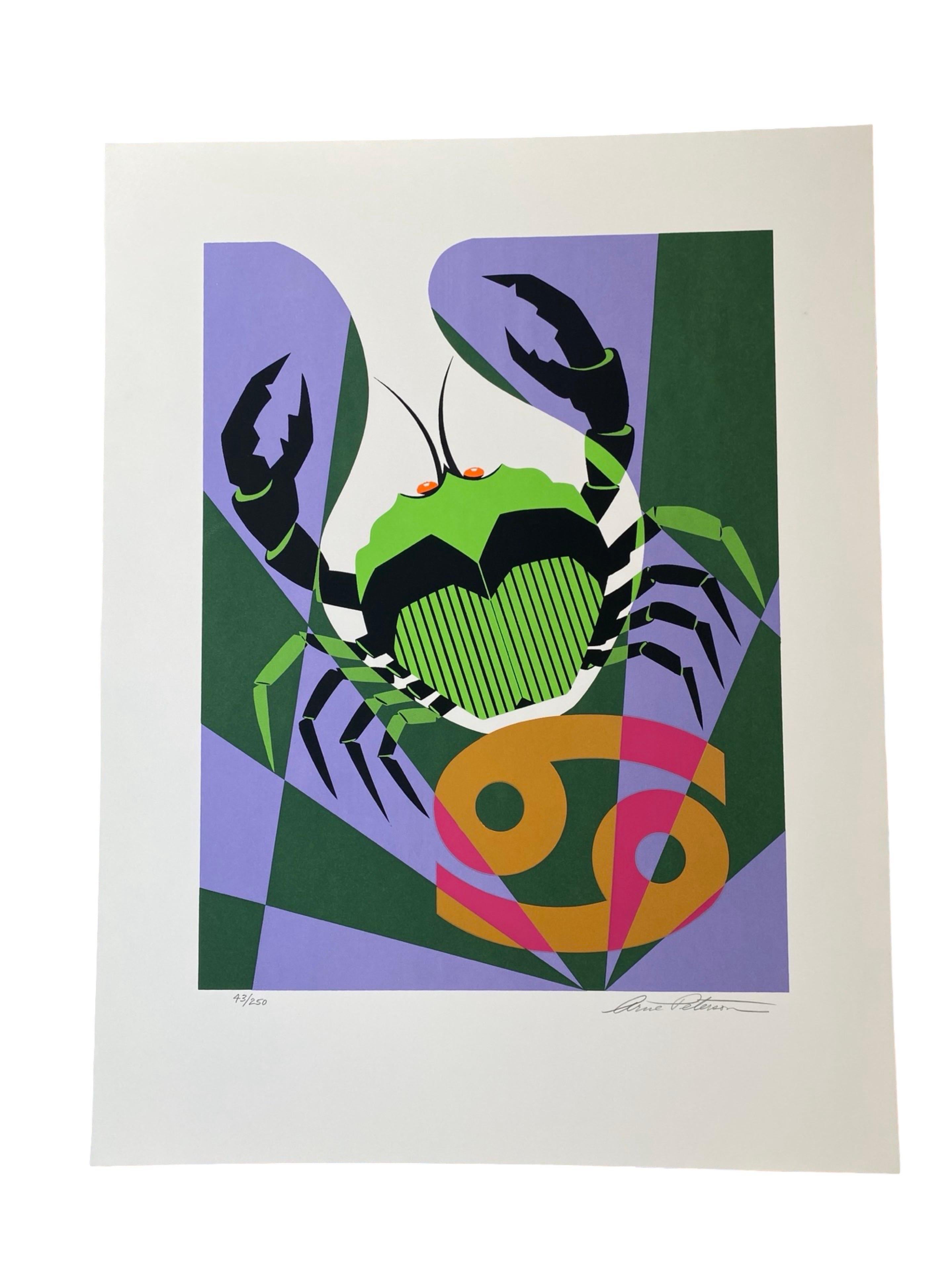 Seltener Satz moderner Kunstzeichen des Zodiac S/N Siebdrucke aus der Mitte des Jahrhunderts im Angebot 5