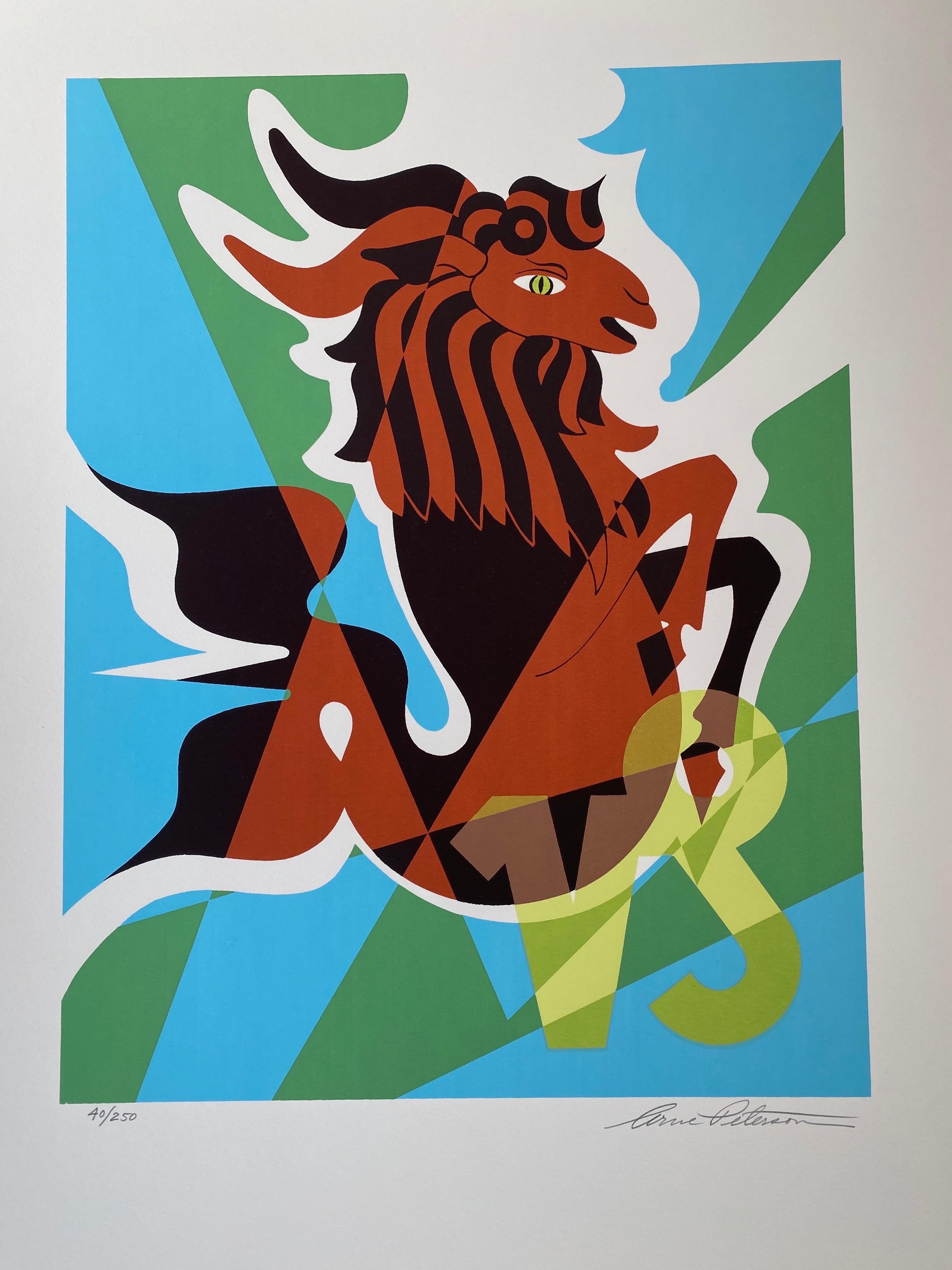 Seltener Satz moderner Kunstzeichen des Zodiac S/N Siebdrucke aus der Mitte des Jahrhunderts im Angebot 8