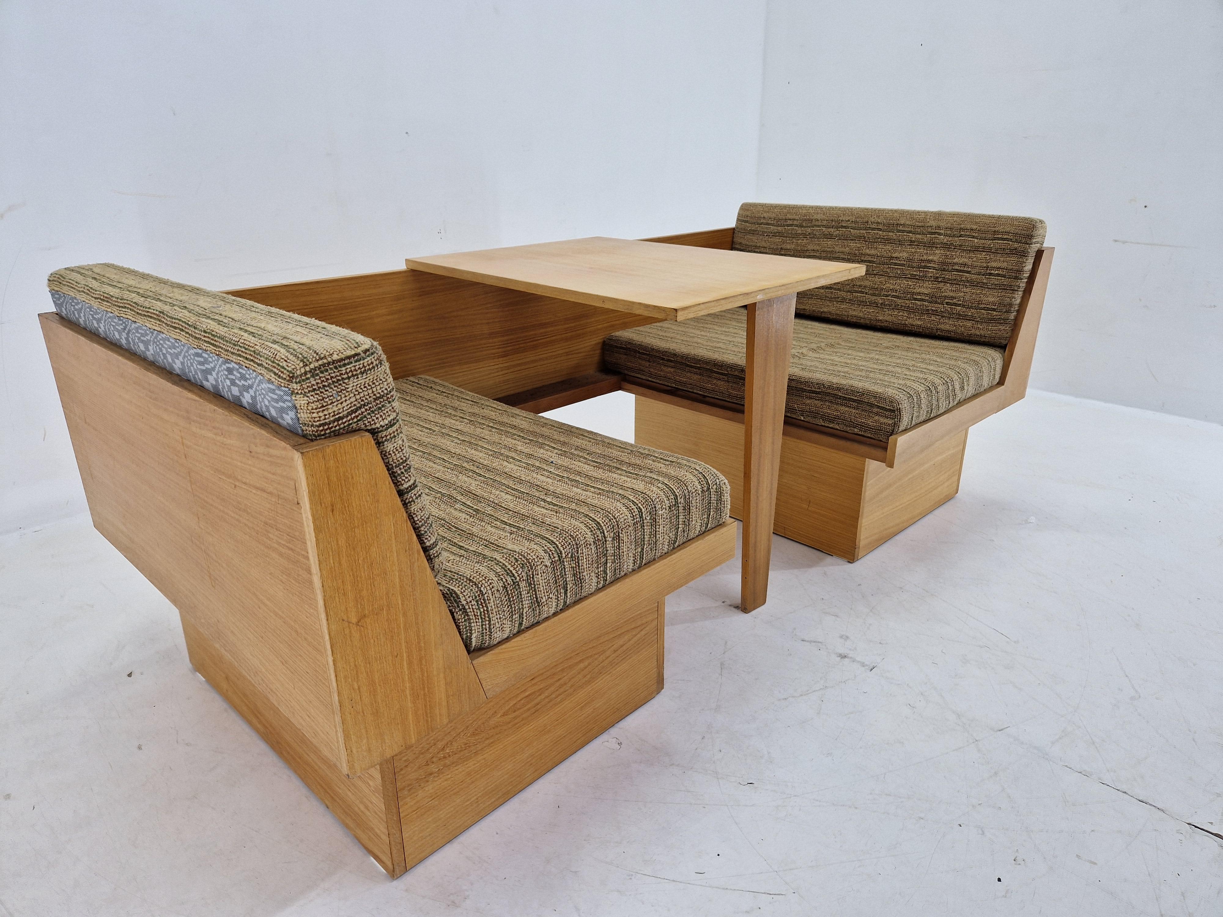 Fabric Midcentury Rare Sofa or Daybed with Table, 1970s