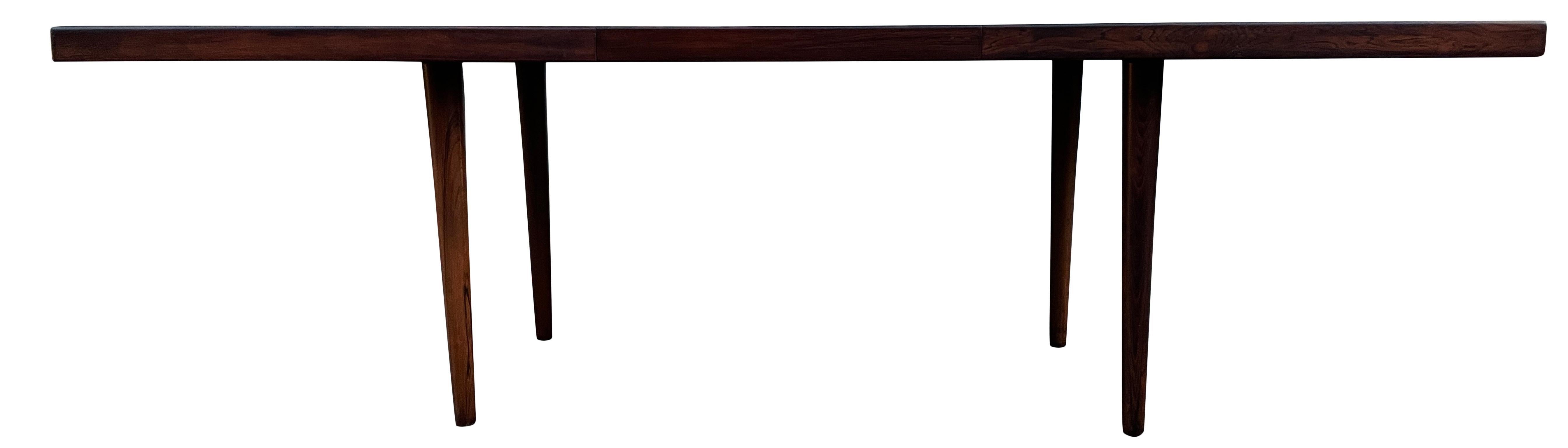 Midcentury Rare Table de salle à manger extensible en palissandre massif minimaliste avec 1 abattant en vente 1