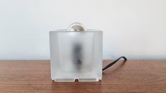 Midcentury Rare Table Lamp Ice Glass Cube Peill & Putzler, Germany, 1970s