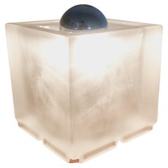 Midcentury Rare Table Lamp Ice Glass Cube Peill & Putzler, Germany, 1970s