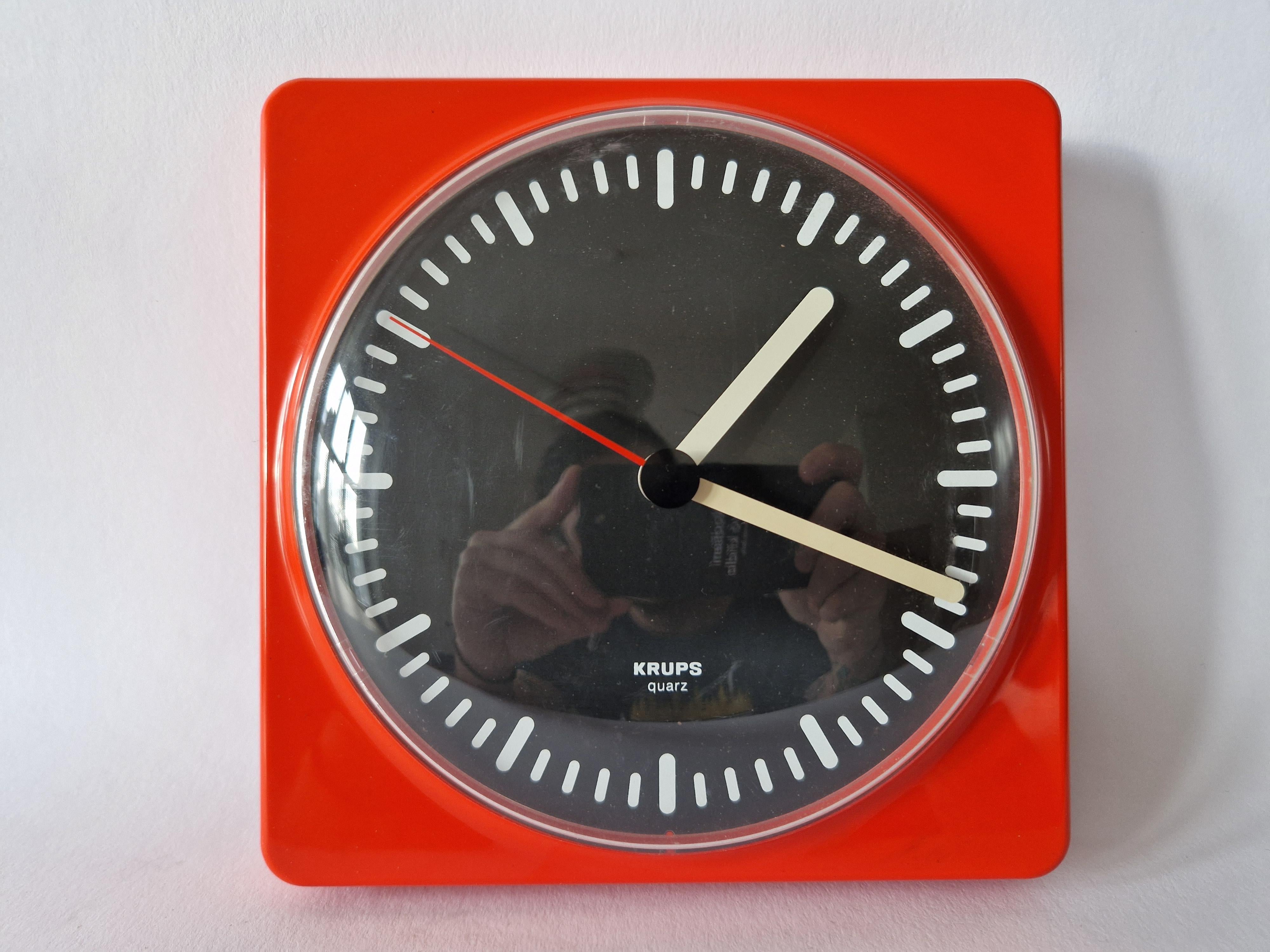 Mid-Century Modern Midcentury Rare Wall Clock Krups, Space Age Style, Germany, 1970s For Sale