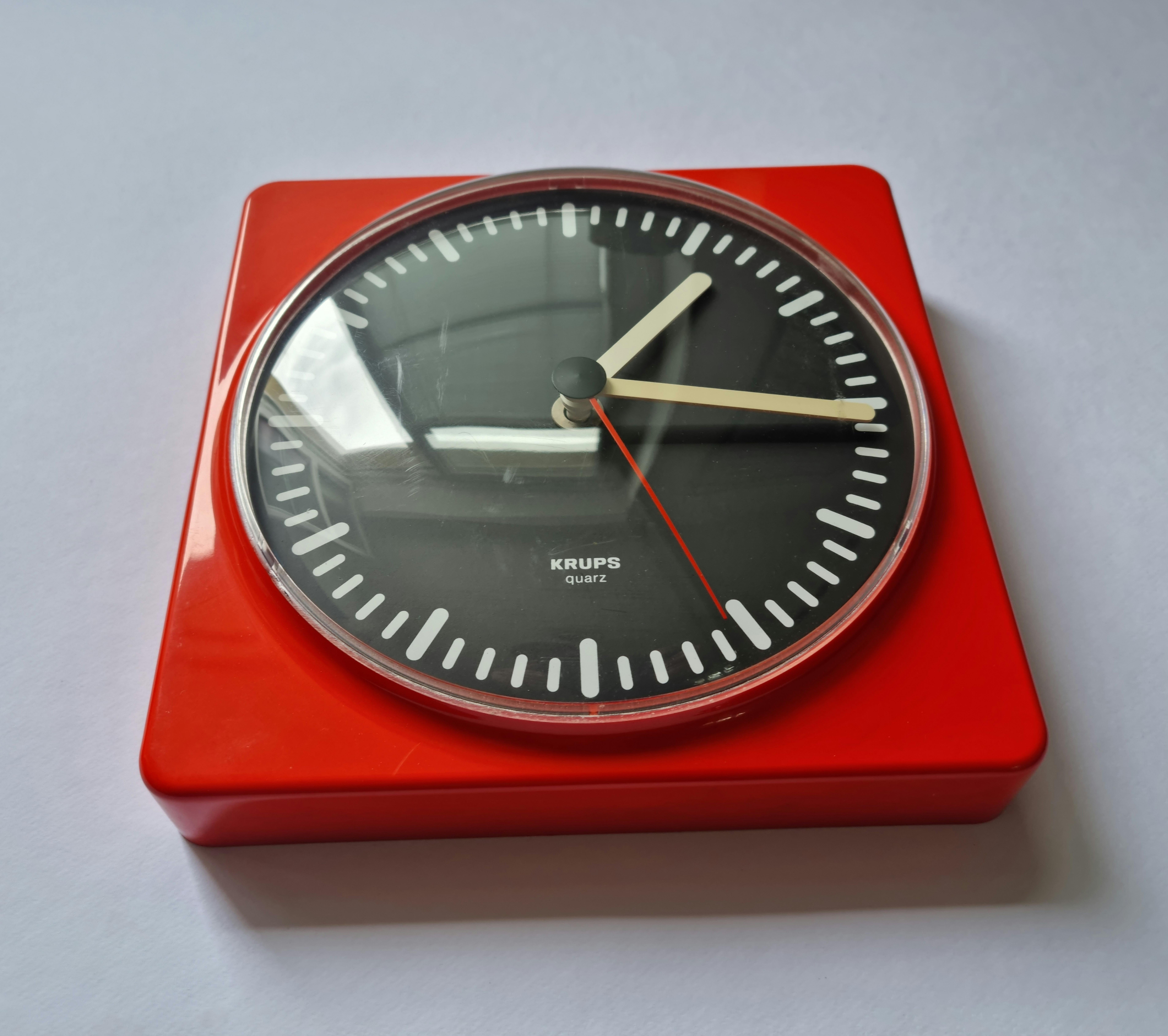 Midcentury Rare Wall Clock Krups, Space Age Style, Germany, 1970s In Good Condition In Praha, CZ