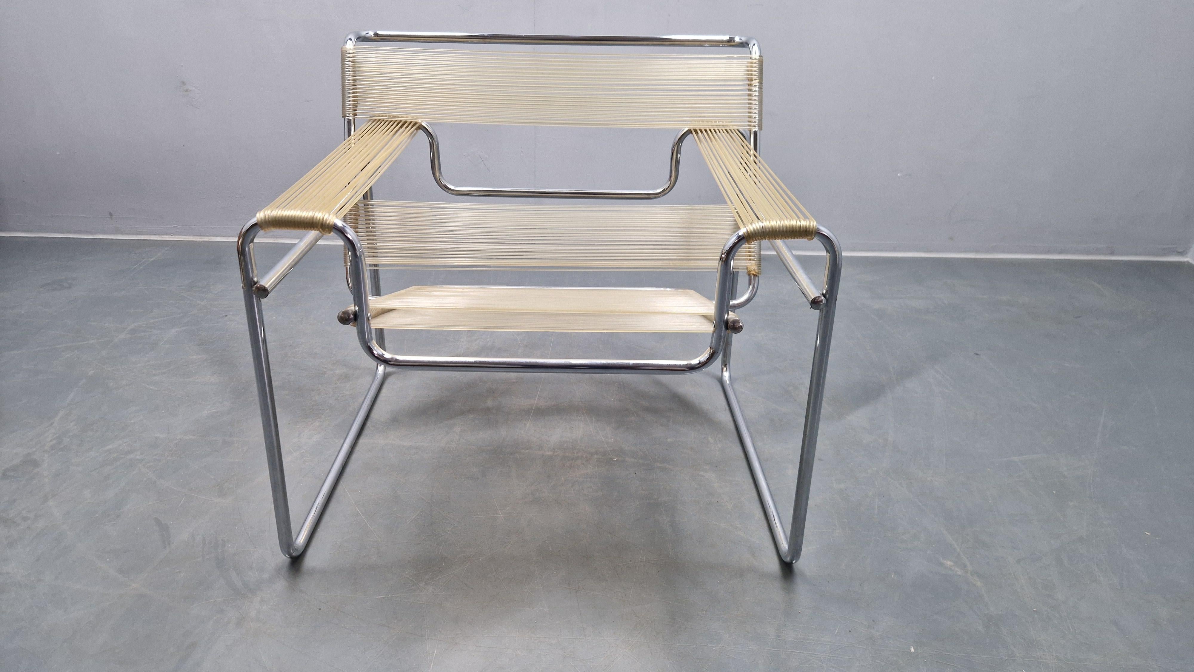 Mid-Century moderno Rara poltrona Wassily Spaghetti di Marcel Breuer, Italia, 1970 in vendita