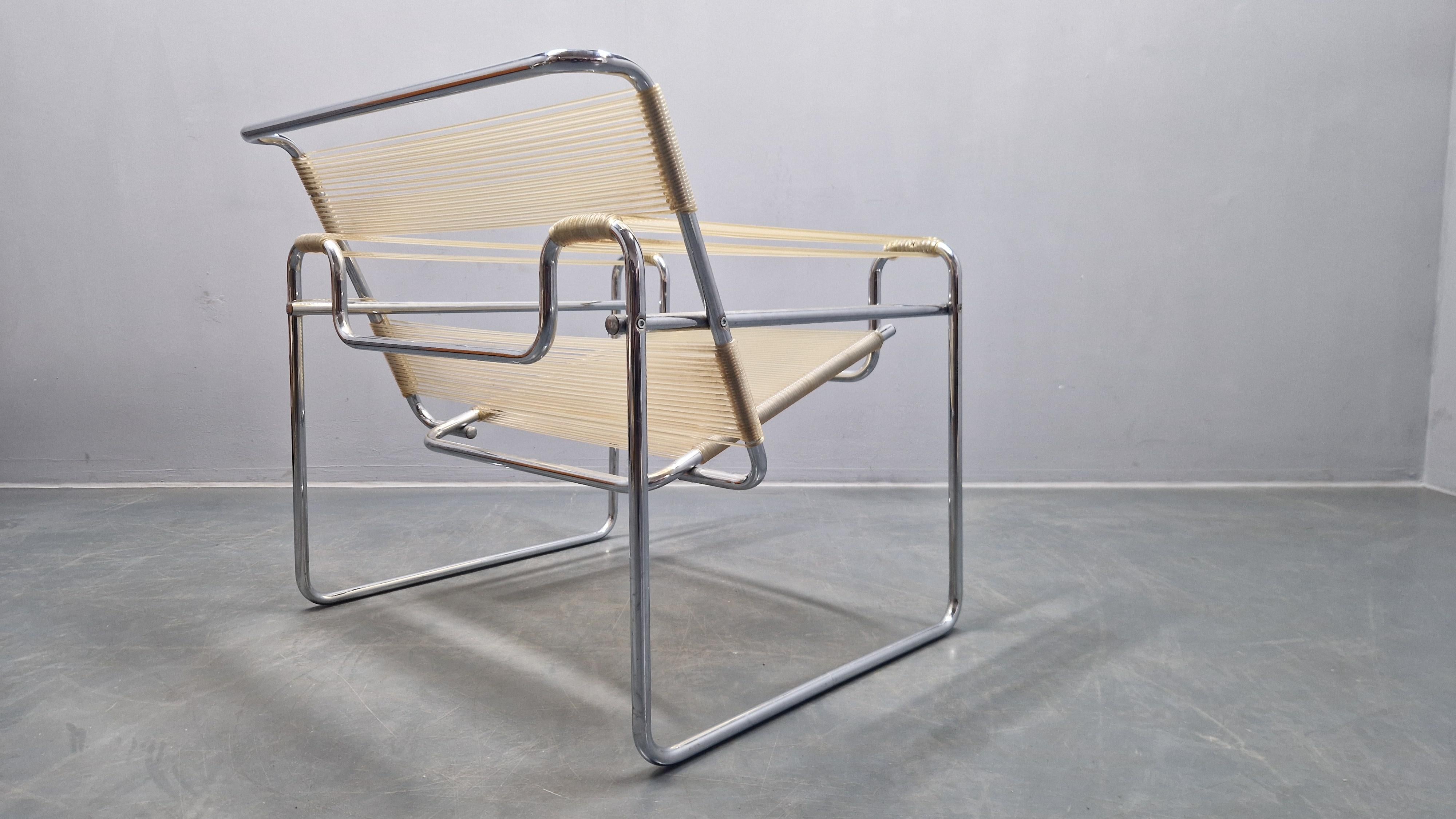 Nylon Rara poltrona Wassily Spaghetti di Marcel Breuer, Italia, 1970 in vendita