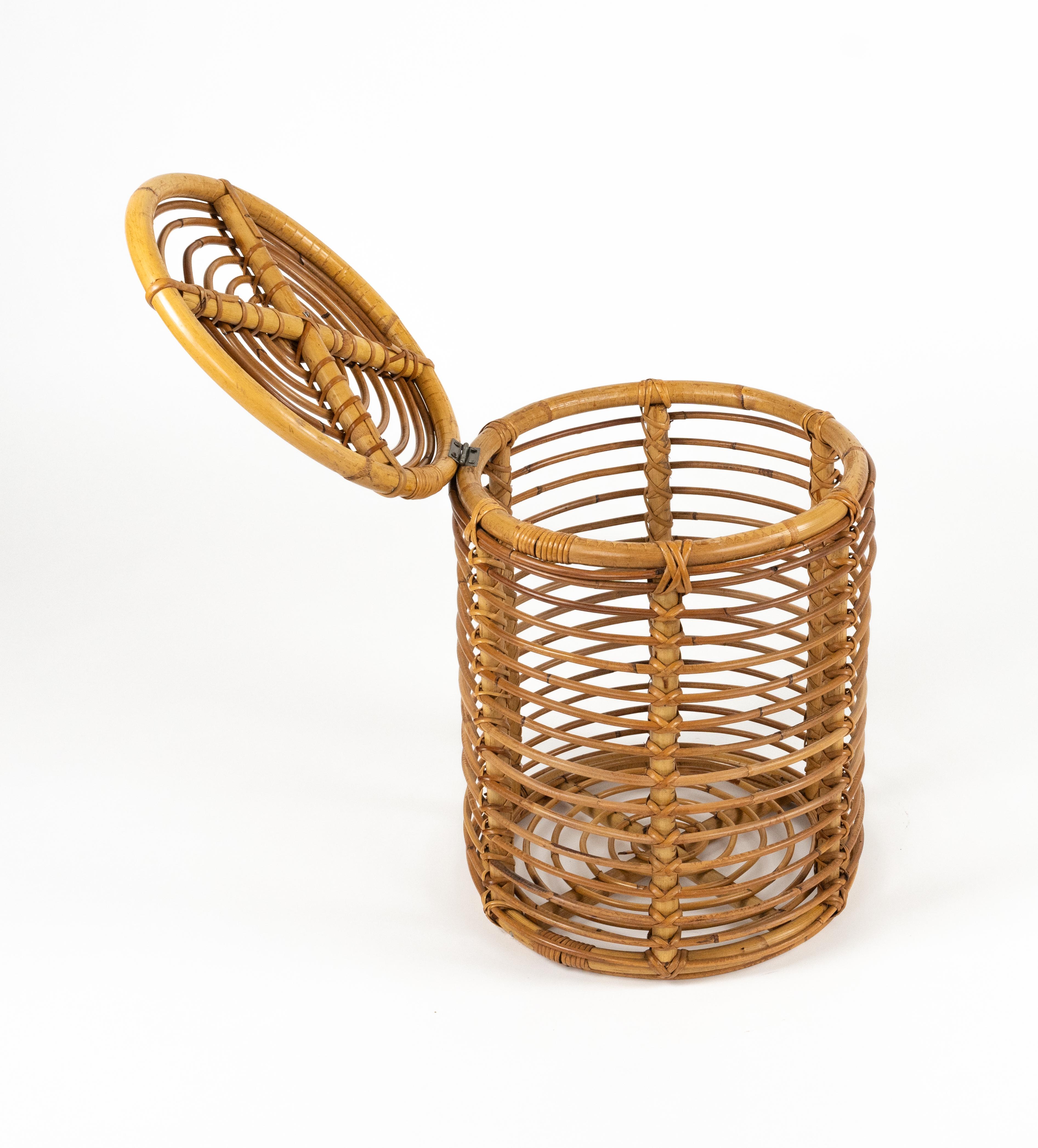 Panier en rotin et bambou de style Franco Albini, Italie, années 1960 en vente 2