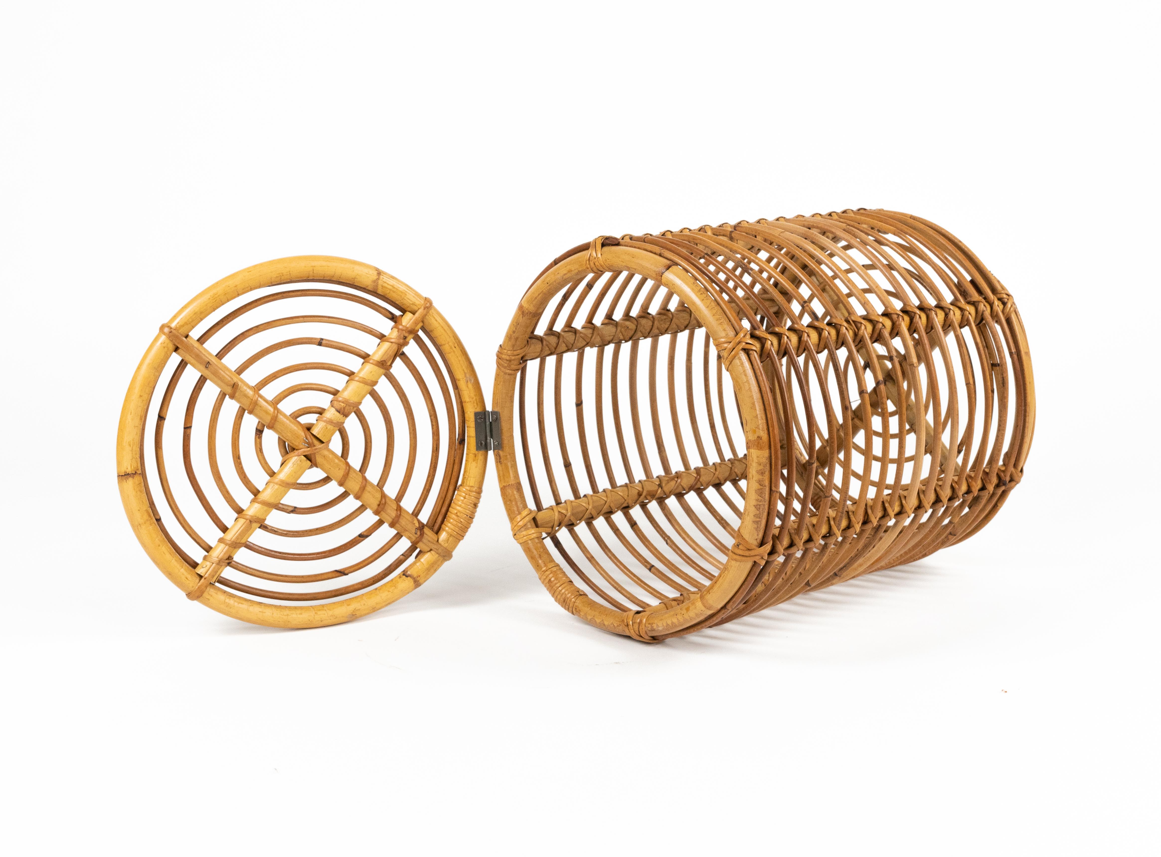 Panier en rotin et bambou de style Franco Albini, Italie, années 1960 en vente 3