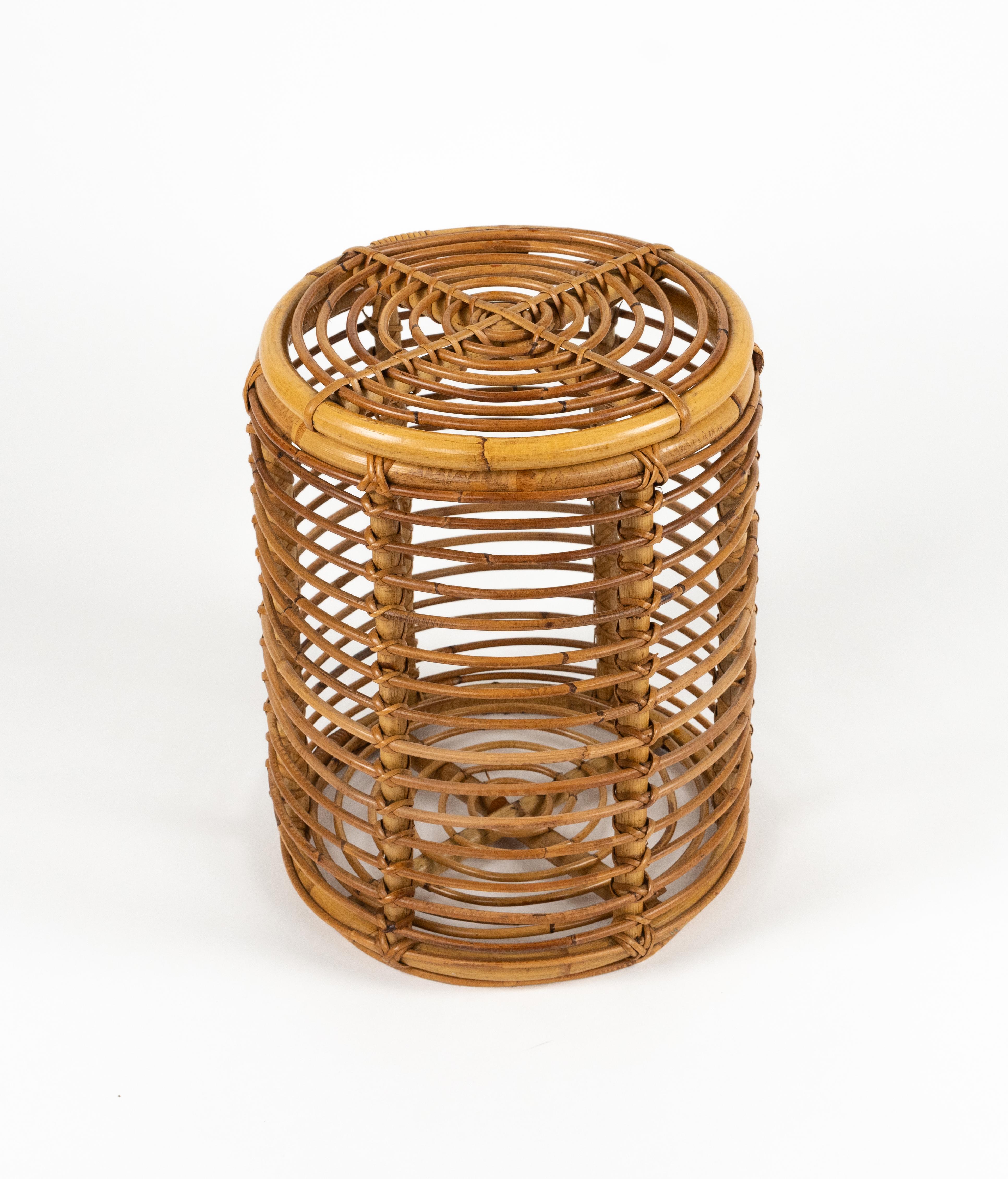 Mid-Century Modern Panier en rotin et bambou de style Franco Albini, Italie, années 1960 en vente