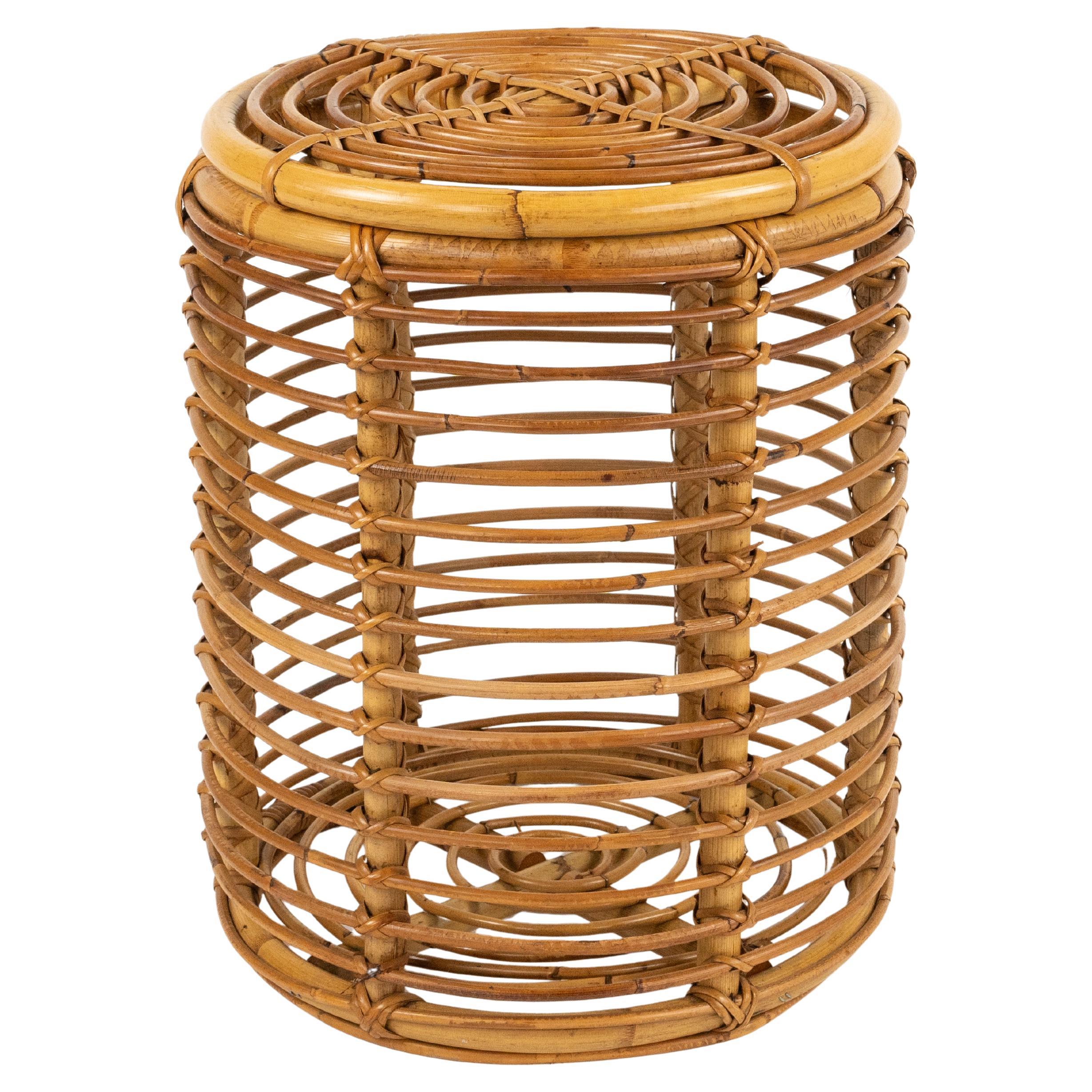 Panier en rotin et bambou de style Franco Albini, Italie, années 1960