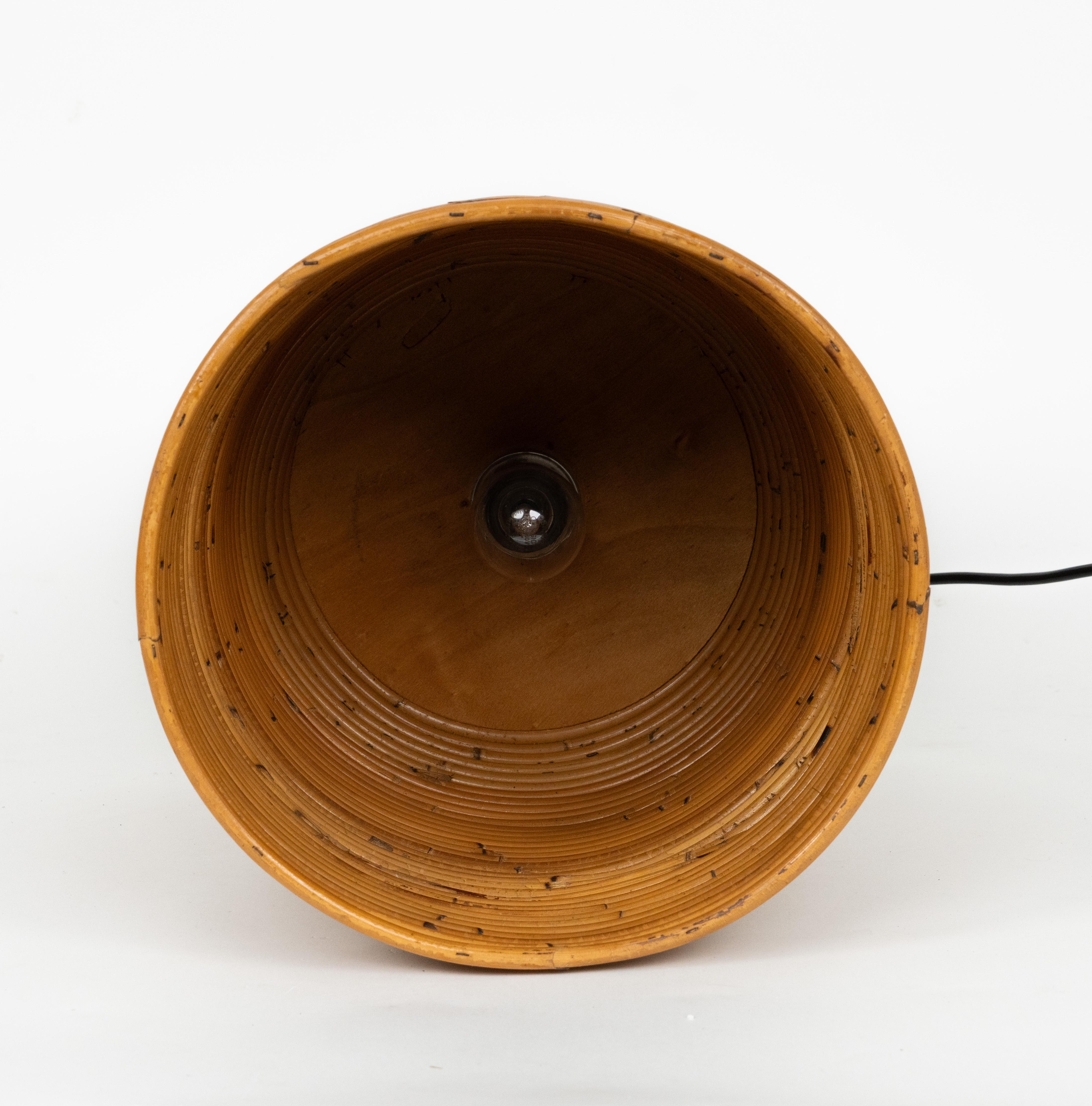 Lampadario di metà secolo in rattan e bambù attribuito a Vivai del Sud, Italia anni '60 in vendita 3