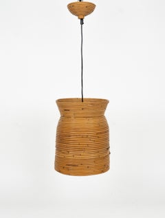 Midcentury Rattan and Bamboo Chandelier Attributed to Vivai Del Sud, Italy 1960s