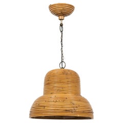 Midcentury Rattan and Bamboo Chandelier Attributed to Vivai Del Sud, Italy 1960s