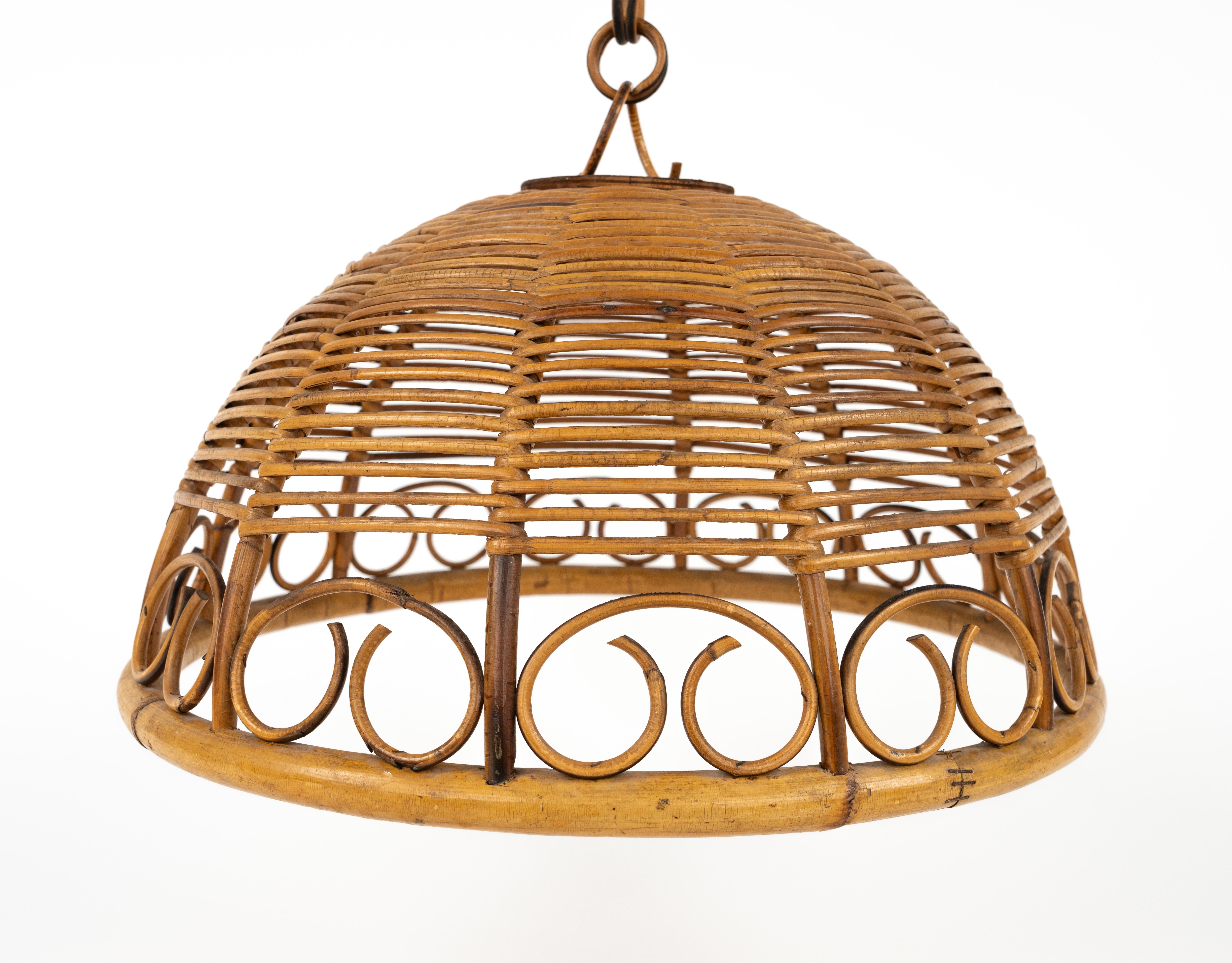 Rattan- und Bambus-Kronleuchter aus der Jahrhundertmitte, Italien 1960er Jahre im Angebot 5