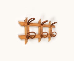 Appendiabiti in rattan e bambù del Medioevo, Italia, anni '60