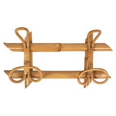 Midcentury Rattan and Bamboo Coat Rack Stand, Italy, 1960s
