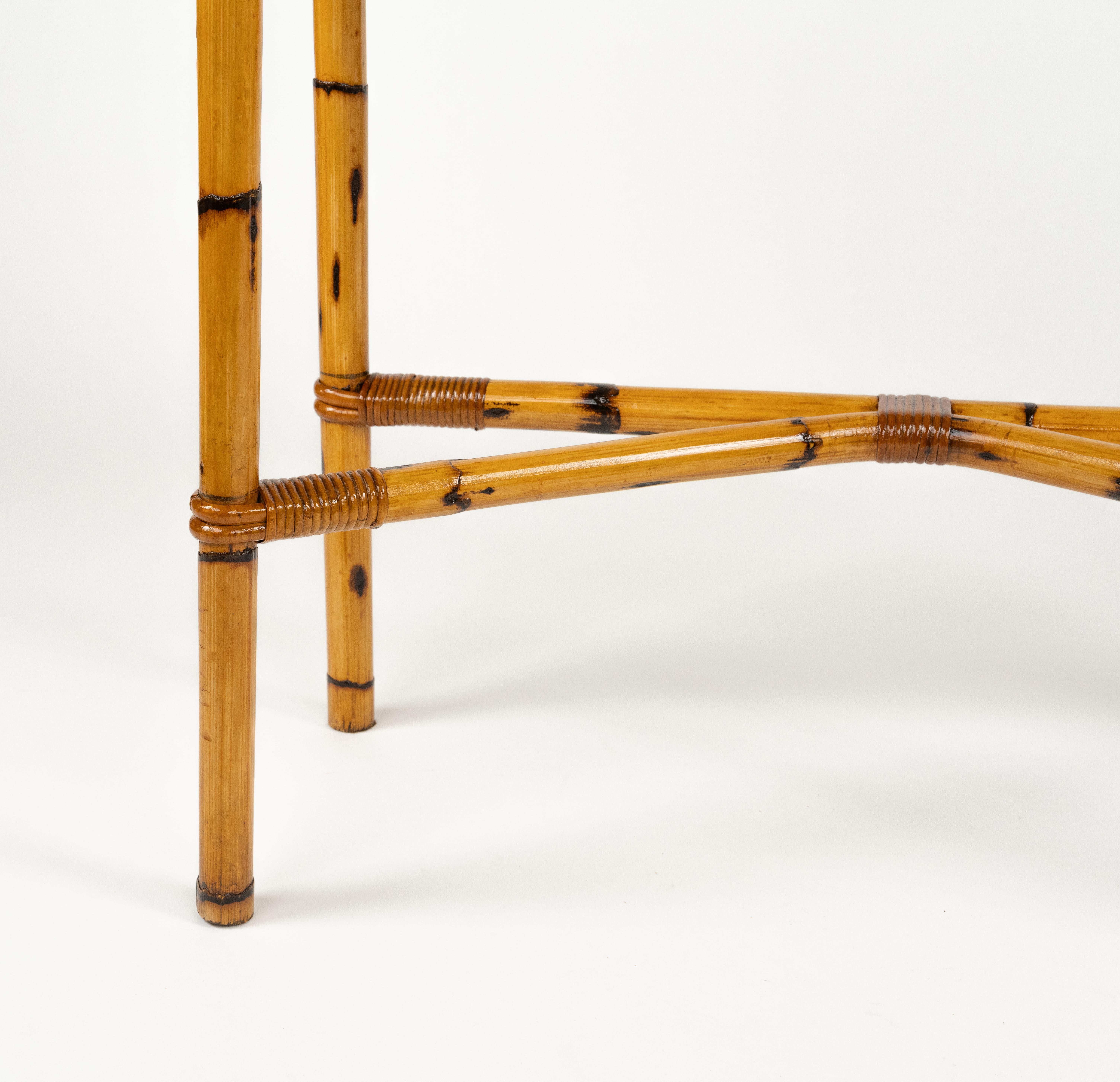Midcentury Rattan and Bamboo Console Table Franco Albini Style, Italy 1960s For Sale 7