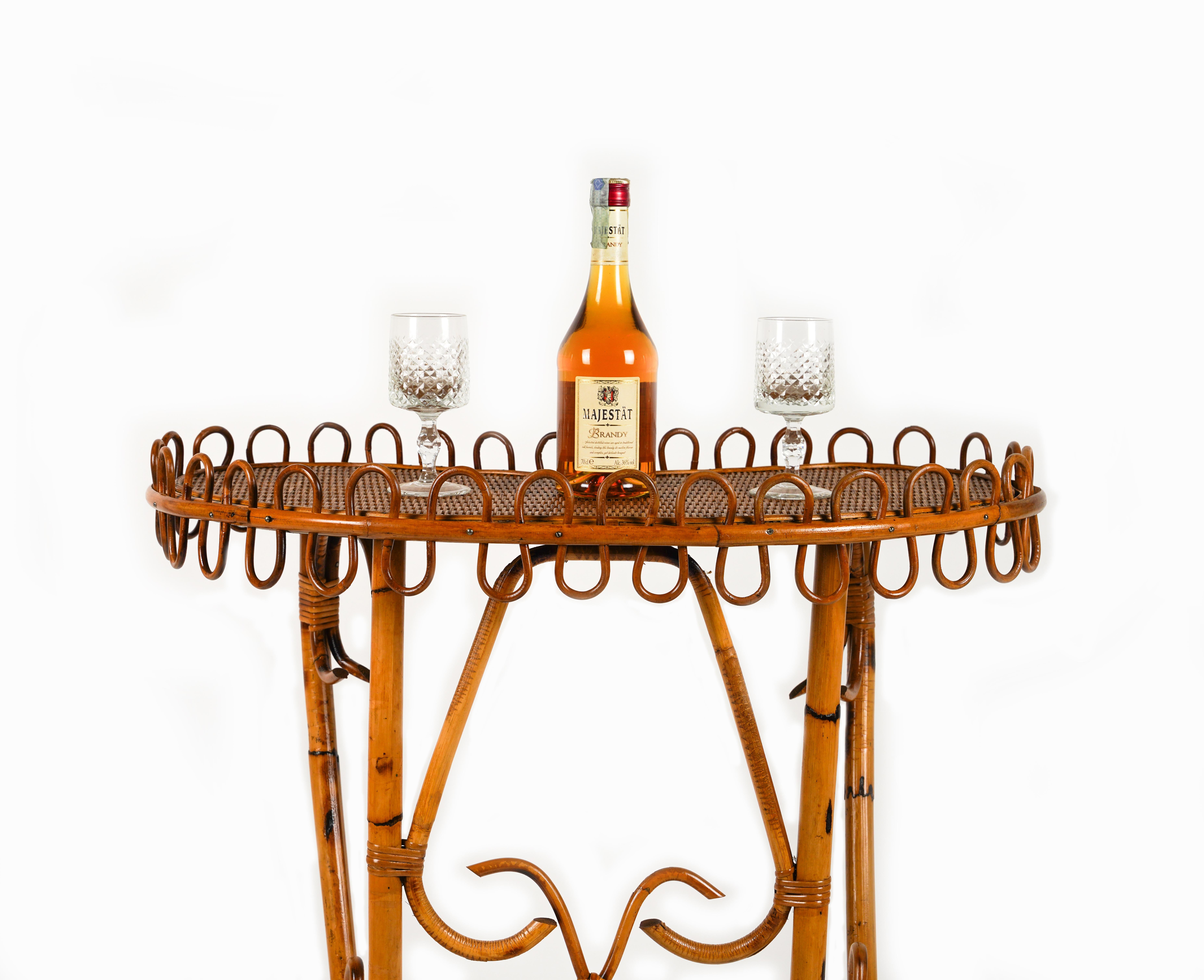 Konsolentisch aus Rattan und Bambus im Franco Albini-Stil aus der Mitte des Jahrhunderts, Italien 1960er Jahre im Angebot 9