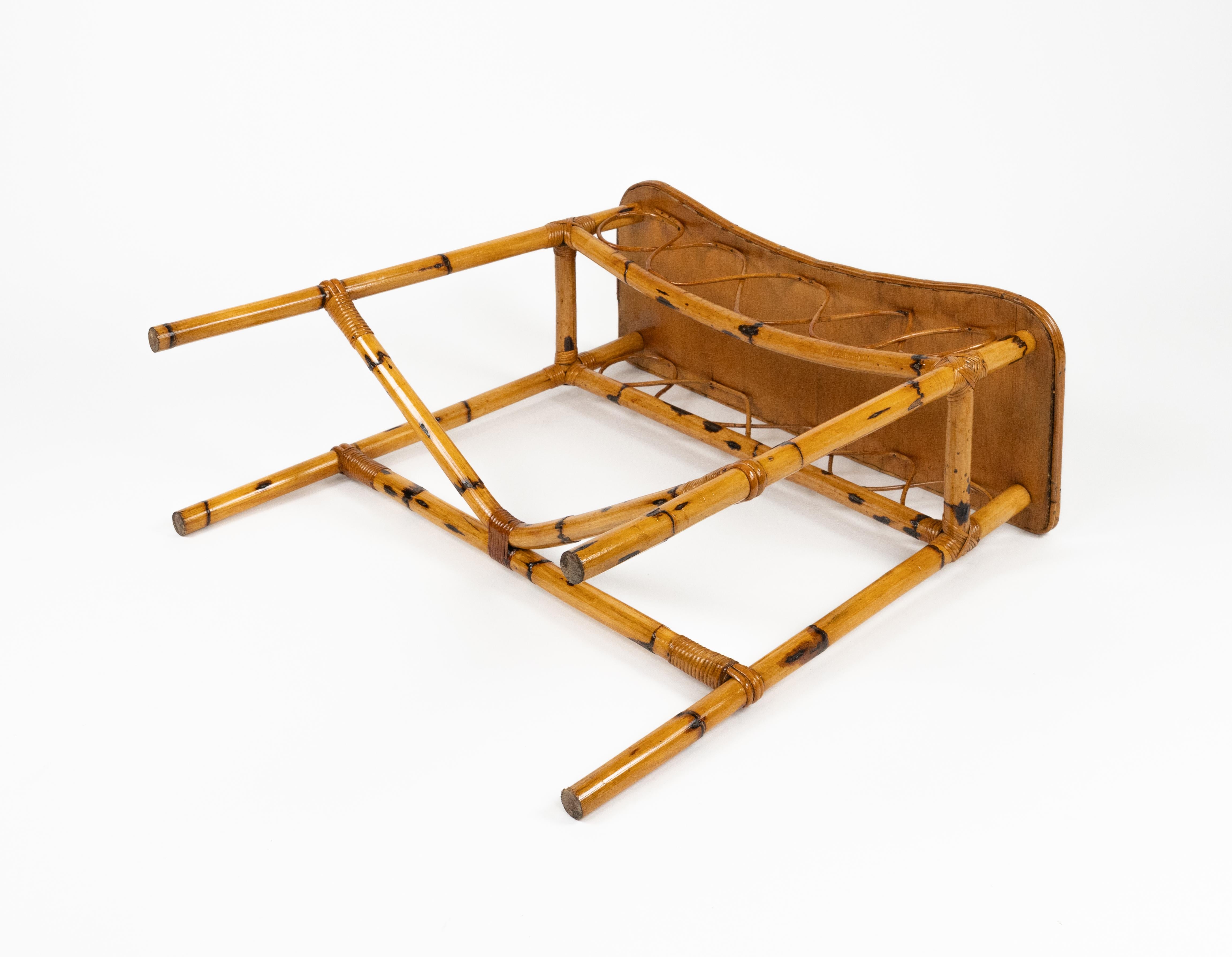 Midcentury Rattan and Bamboo Console Table Franco Albini Style, Italy 1960s For Sale 10